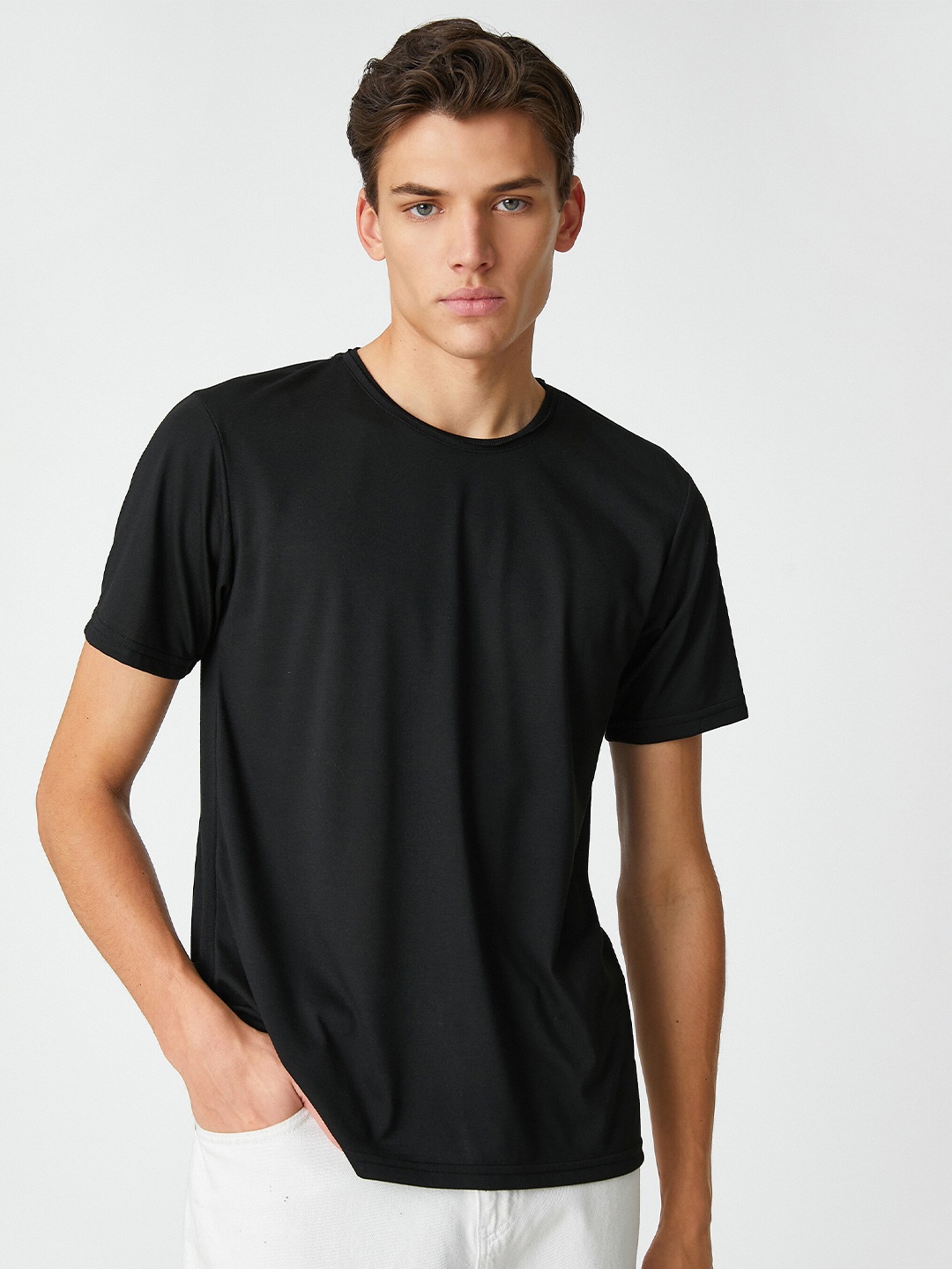 

Koton Round Neck Short Sleeves T-shirt, Black
