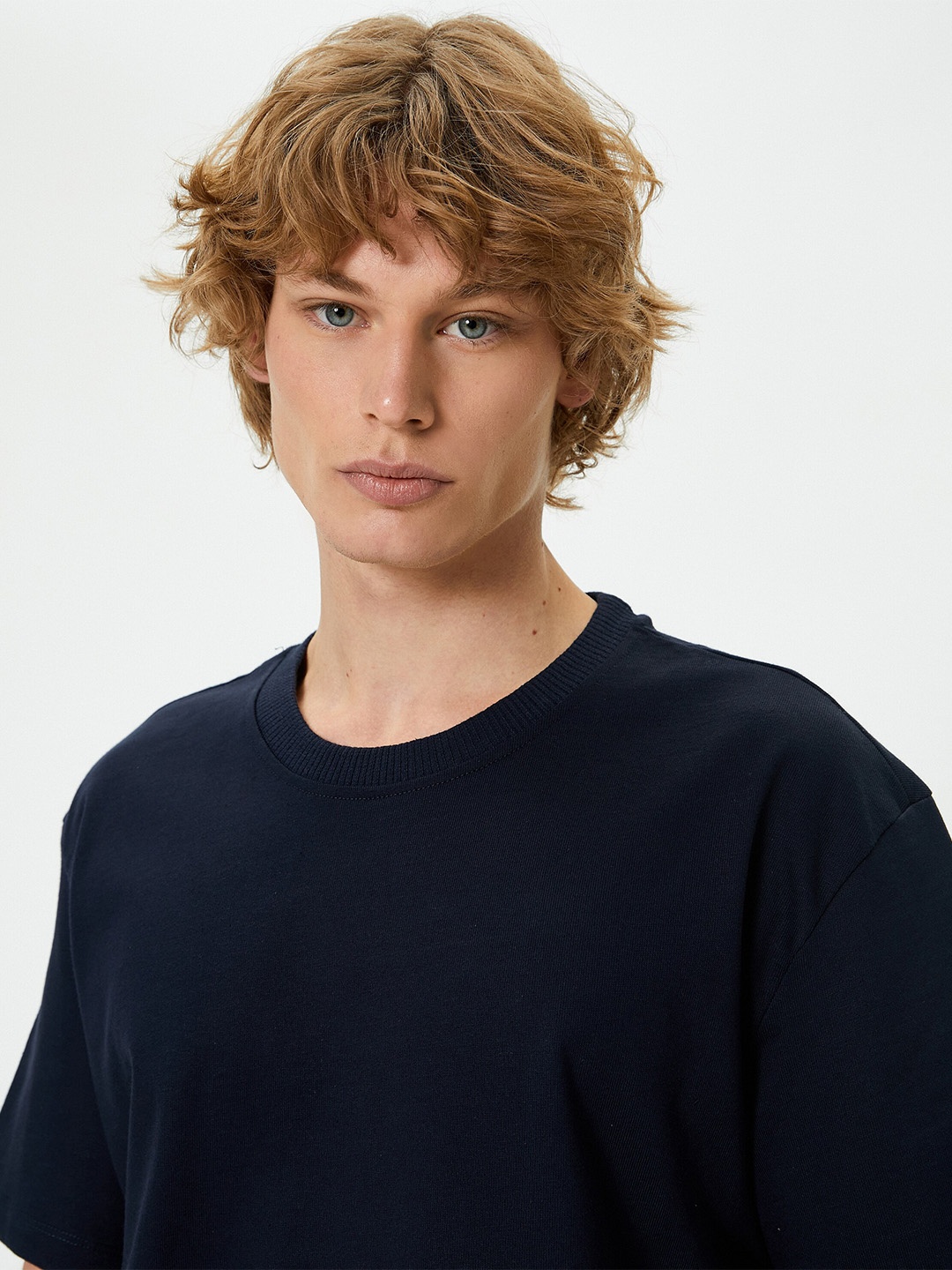 

Koton Round Neck Short Sleeves Pure Cotton T-shirt, Navy blue