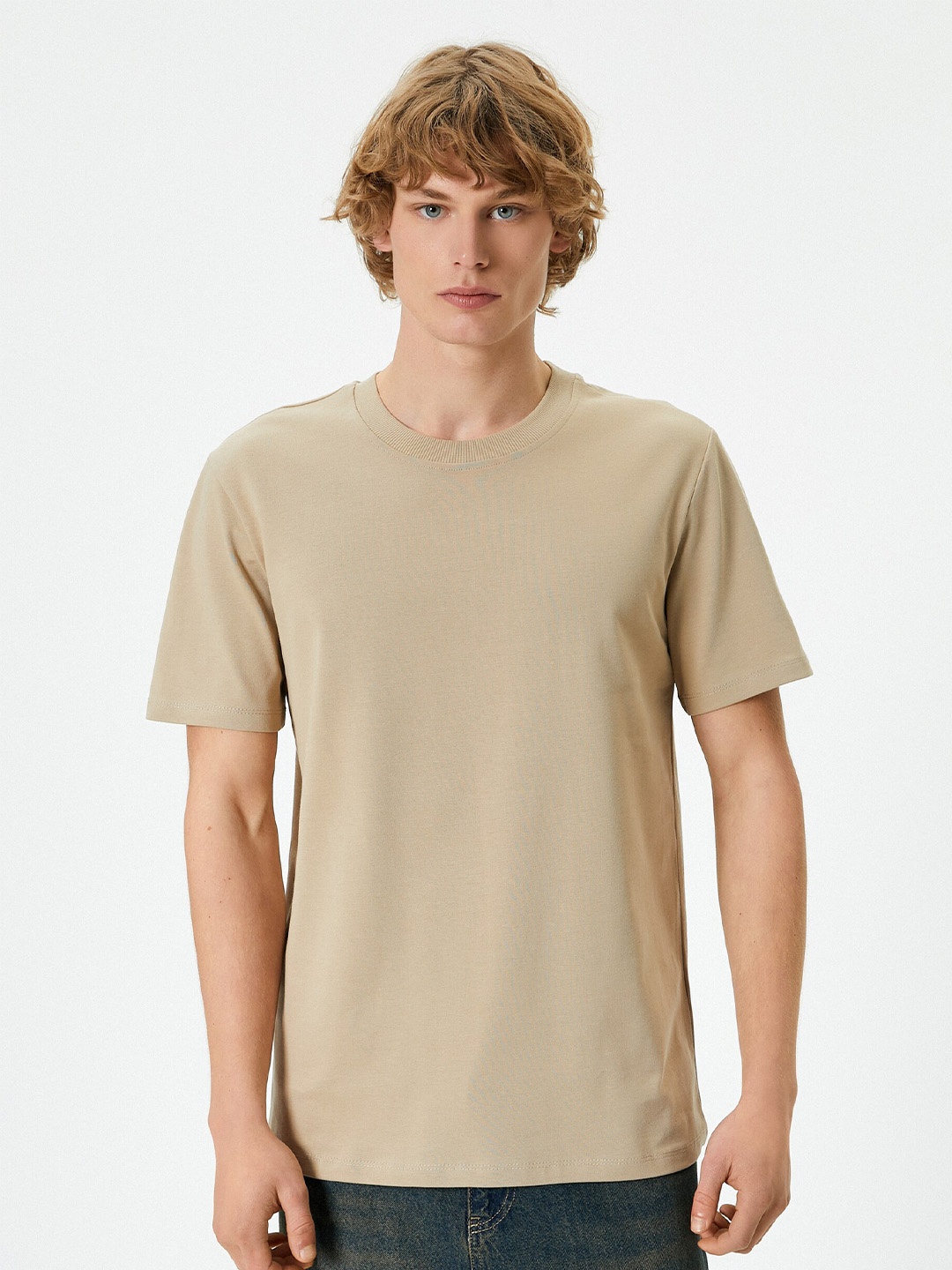 

Koton Round Neck Pure Cotton T-shirt, Beige