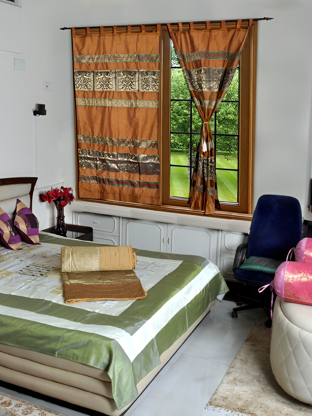 

Lal Haveli Brown 2 Pieces Floral Sheer Long Door Curtains
