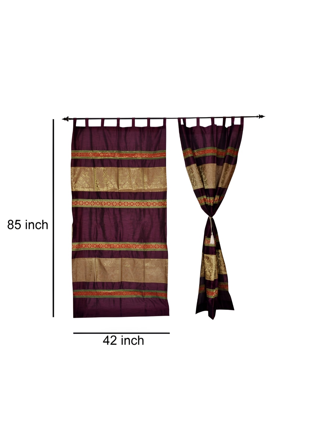 

Lal Haveli Maroon 2 Pieces Floral Sheer Long Door Curtains