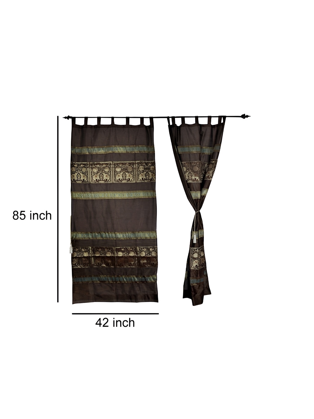 

Lal Haveli Brown 2 Pieces Floral Sheer Long Door Curtains, Multi