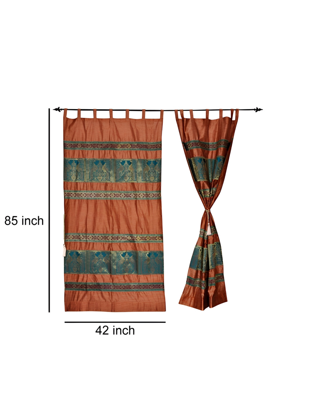 

Lal Haveli Orange 2 Pieces Floral Sheer Long Door Curtains