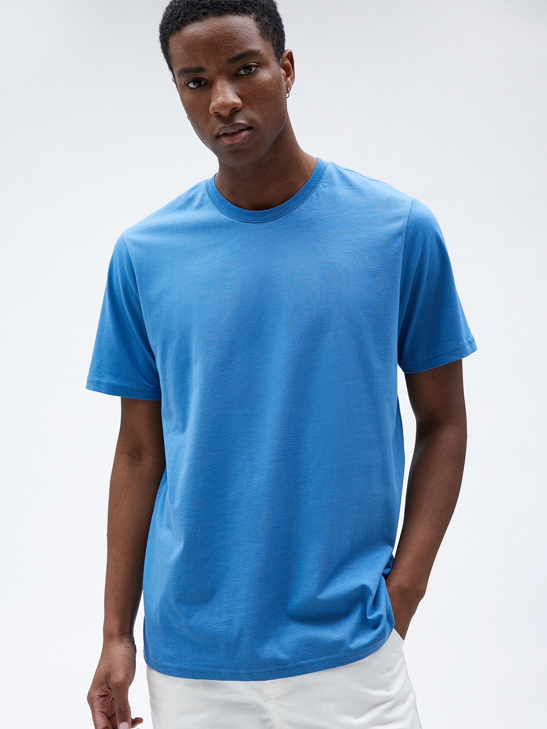 

Koton Round Neck Short Sleeves Cotton T shirt, Blue