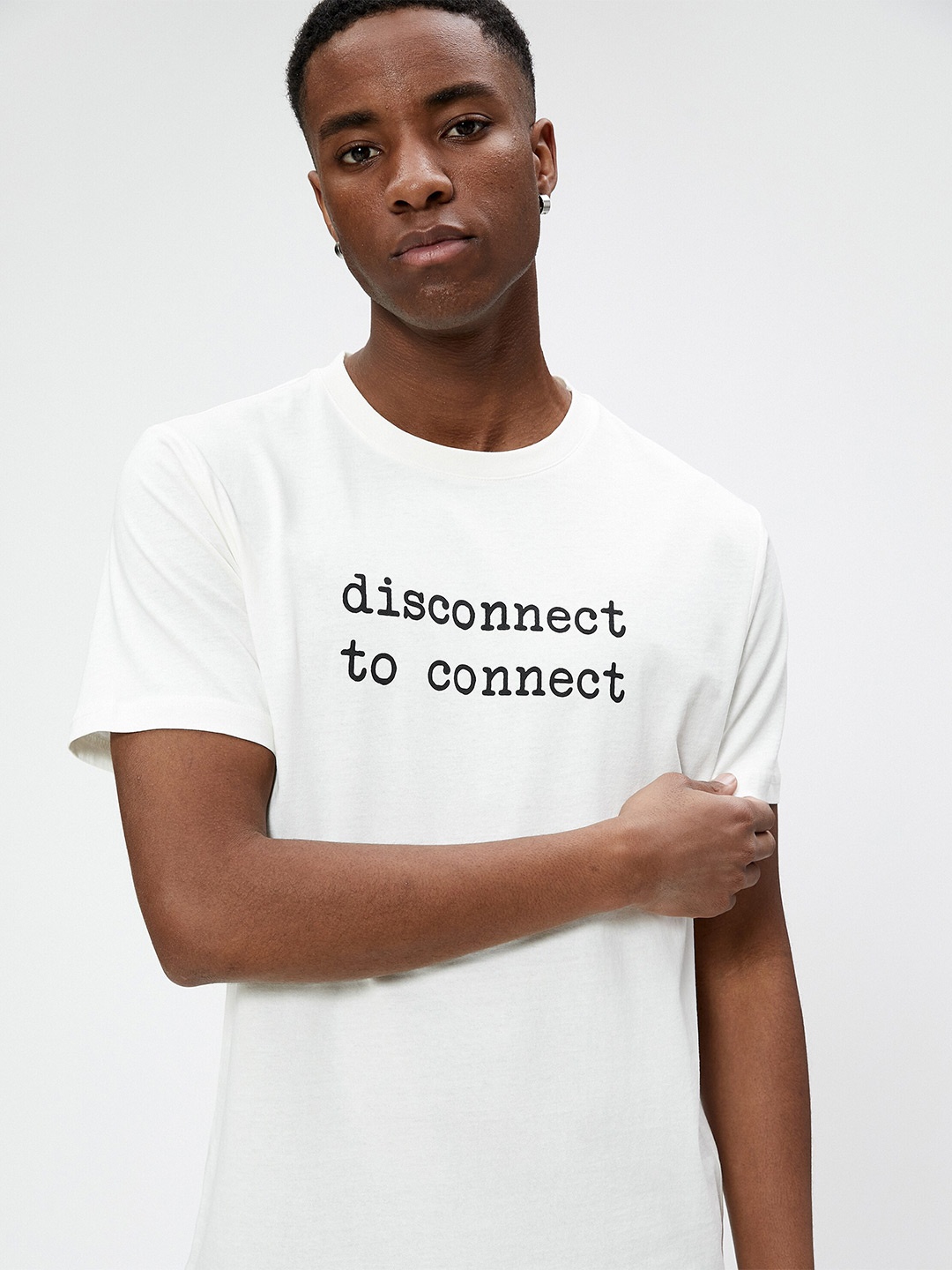 

Koton Typography Printed Cotton Slim Fit T-shirt, White