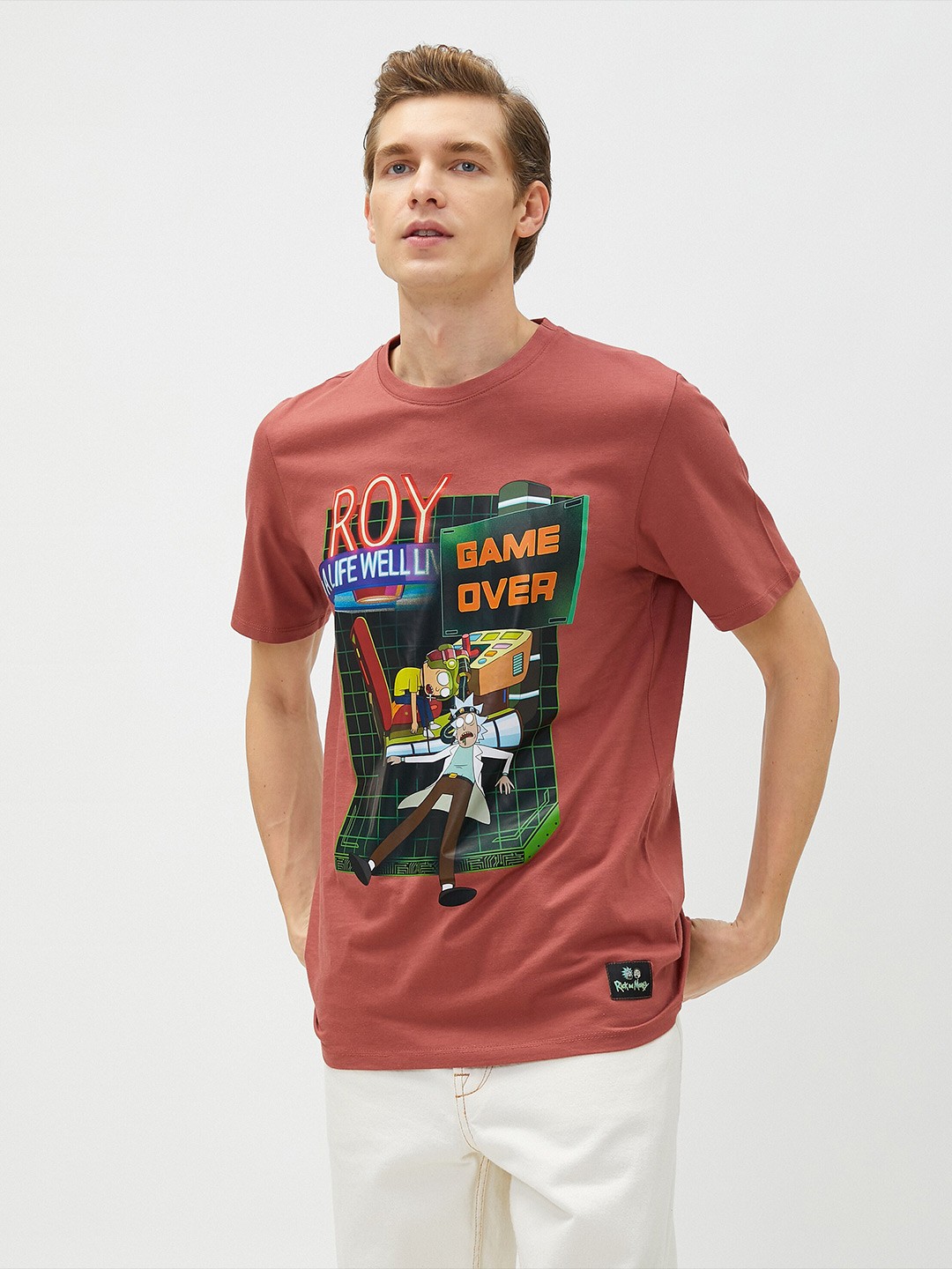 

Koton Round Neck Graphic Printed T-shirt, Brown