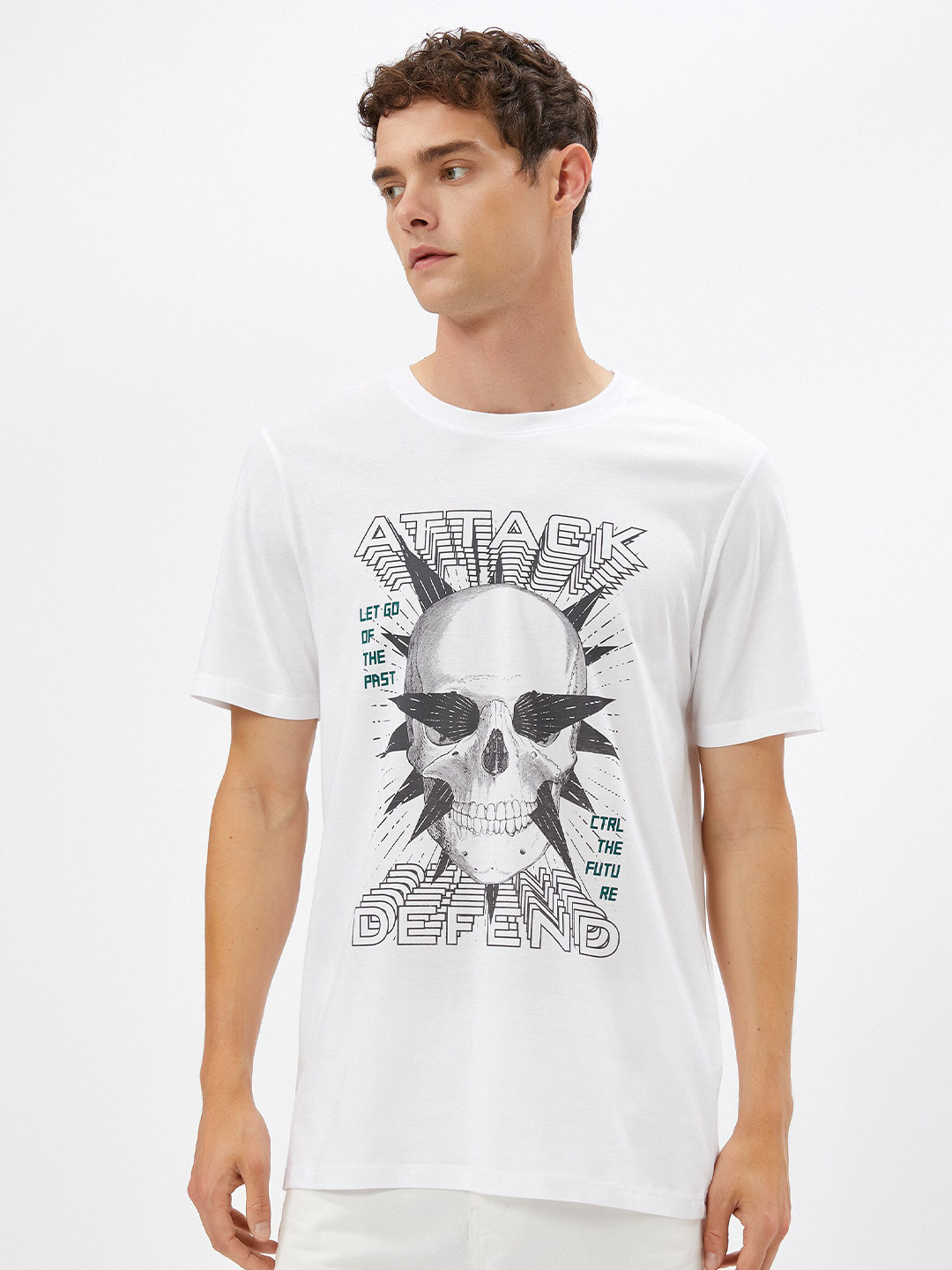 

Koton Typography Printed Extended Sleeves T-shirt, White