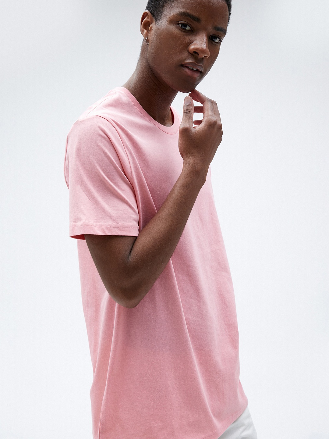 

Koton Round Neck Short Sleeves Cotton T shirt, Pink