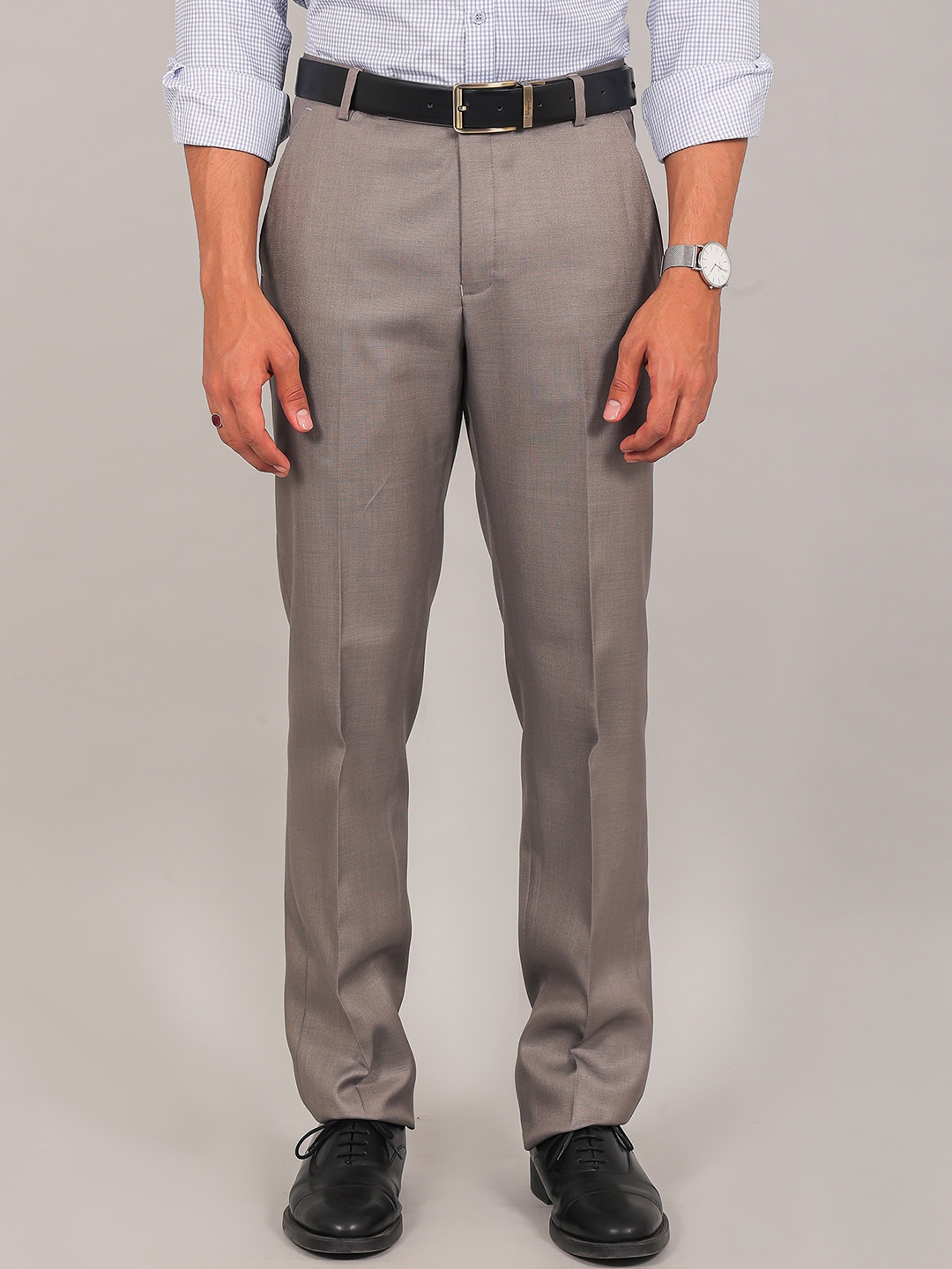 

BLUEBIRD Men Mid-Rise Formal Trousers, Taupe