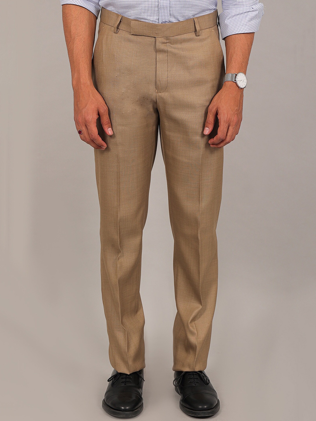 

BLUEBIRD Men Mid-Rise Formal Trousers, Tan