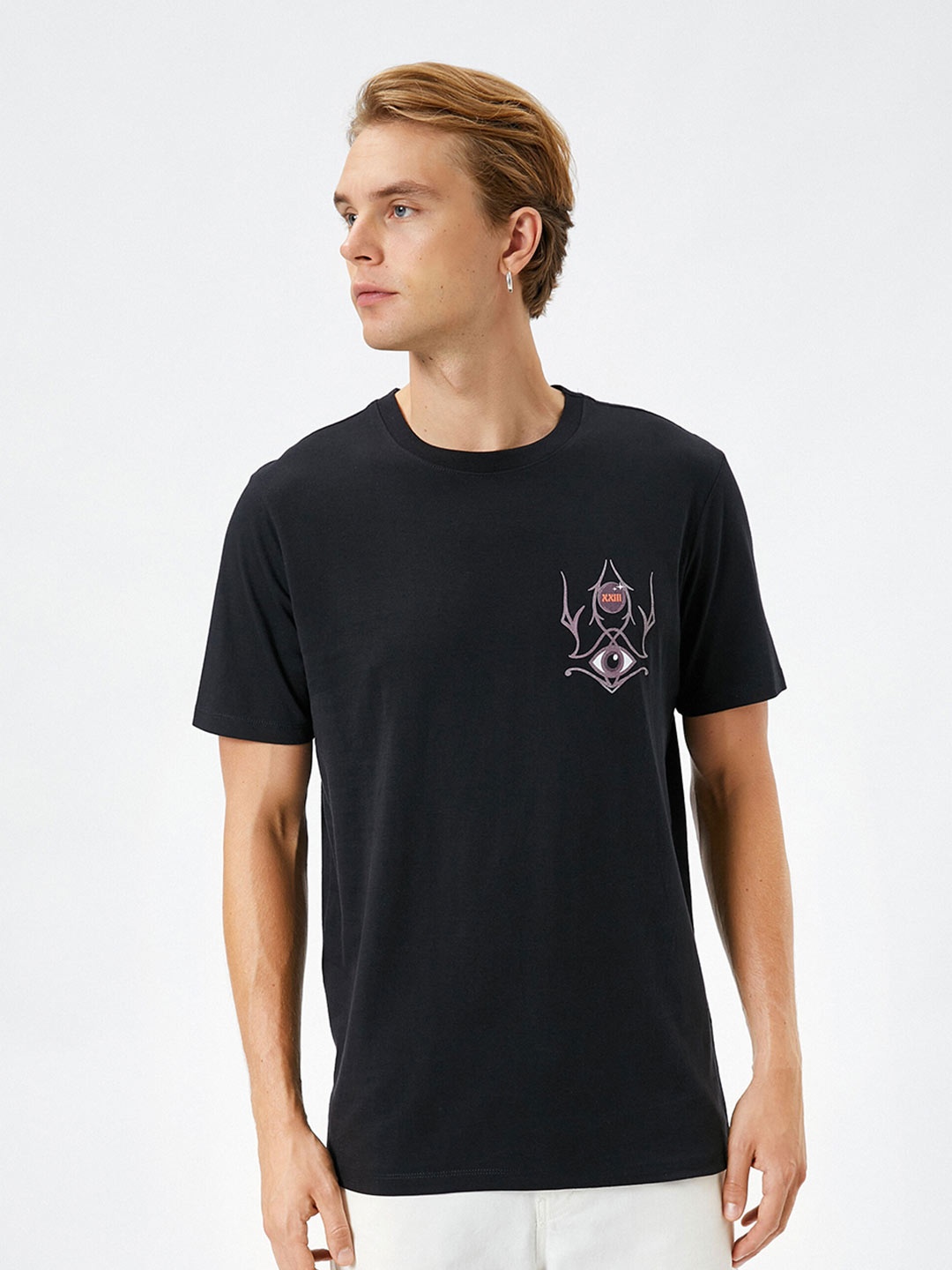 

Koton Graphic Printed Cotton T-shirt, Black