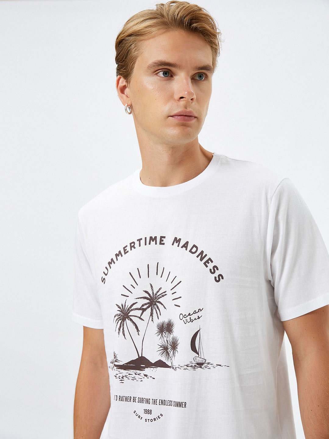 

Koton Typography Printed Cotton T-shirt, White