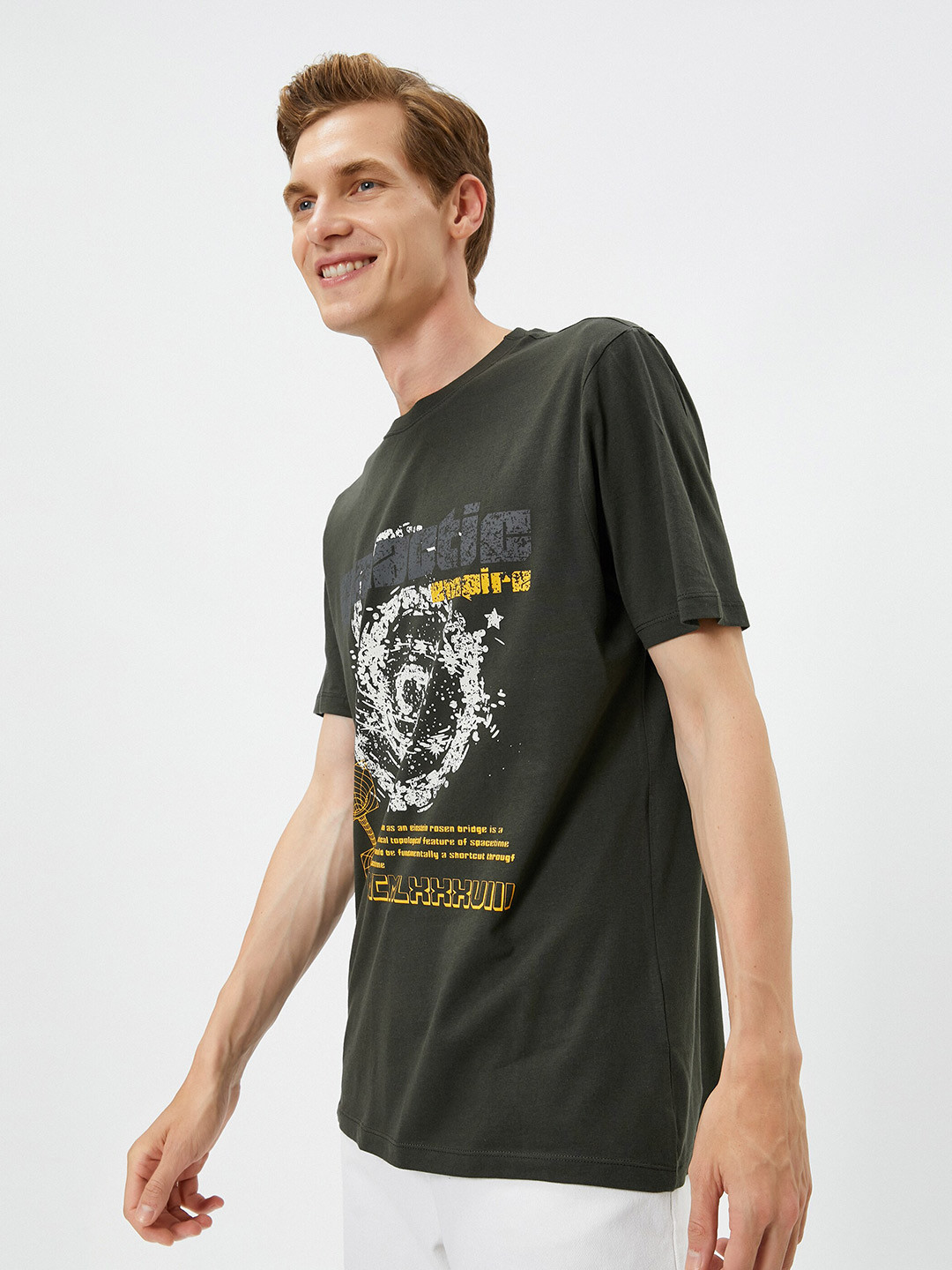 

Koton Graphic Printed Cotton T-shirt, Green