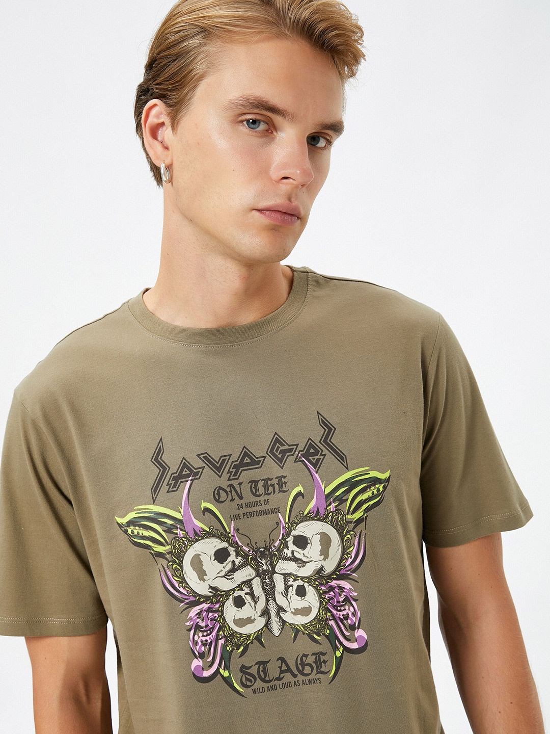 

Koton Graphic Printed Cotton T-shirt, Green