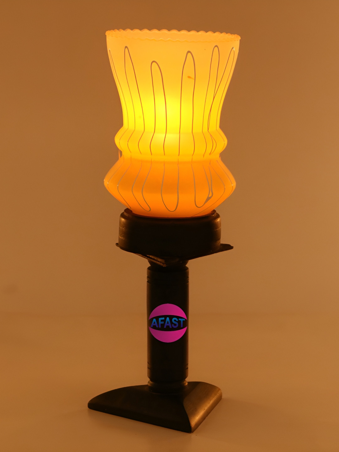 

1ST TIME Yellow Printed Wooden Contemporary Bell Shaped Table Lamp