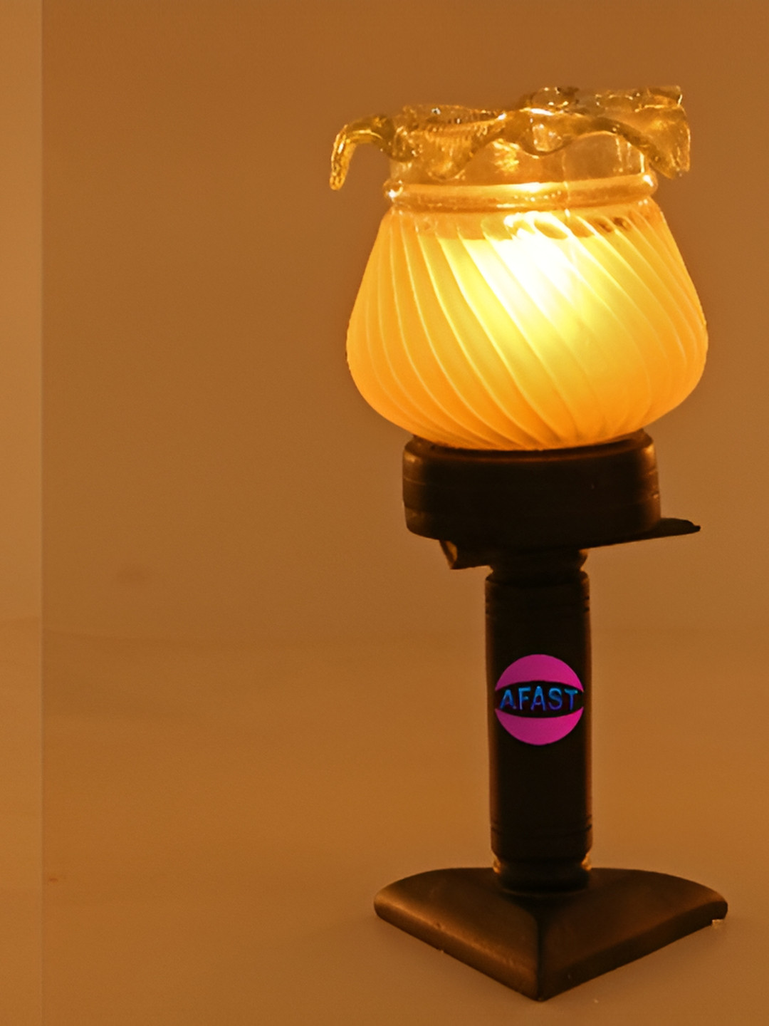 

1ST TIME Yellow Textured Wooden Traditional Bell Shaped Table Lamp