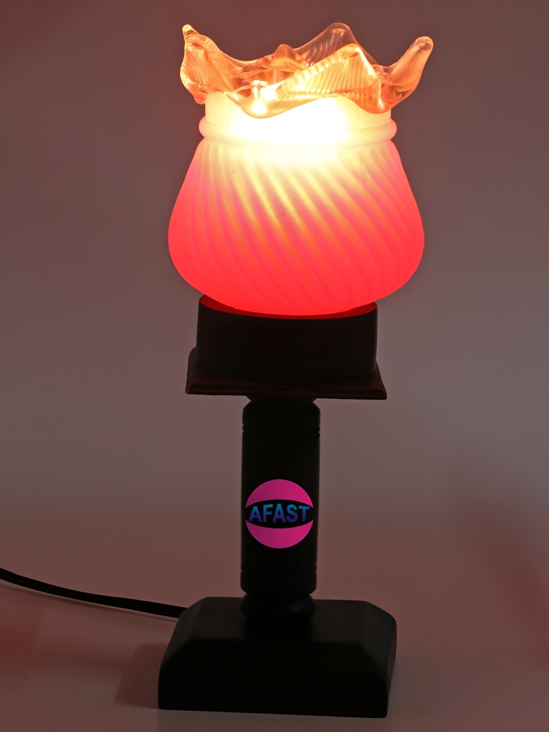

1ST TIME Pink Textured Wooden Traditional Bell Shaped Table Lamp