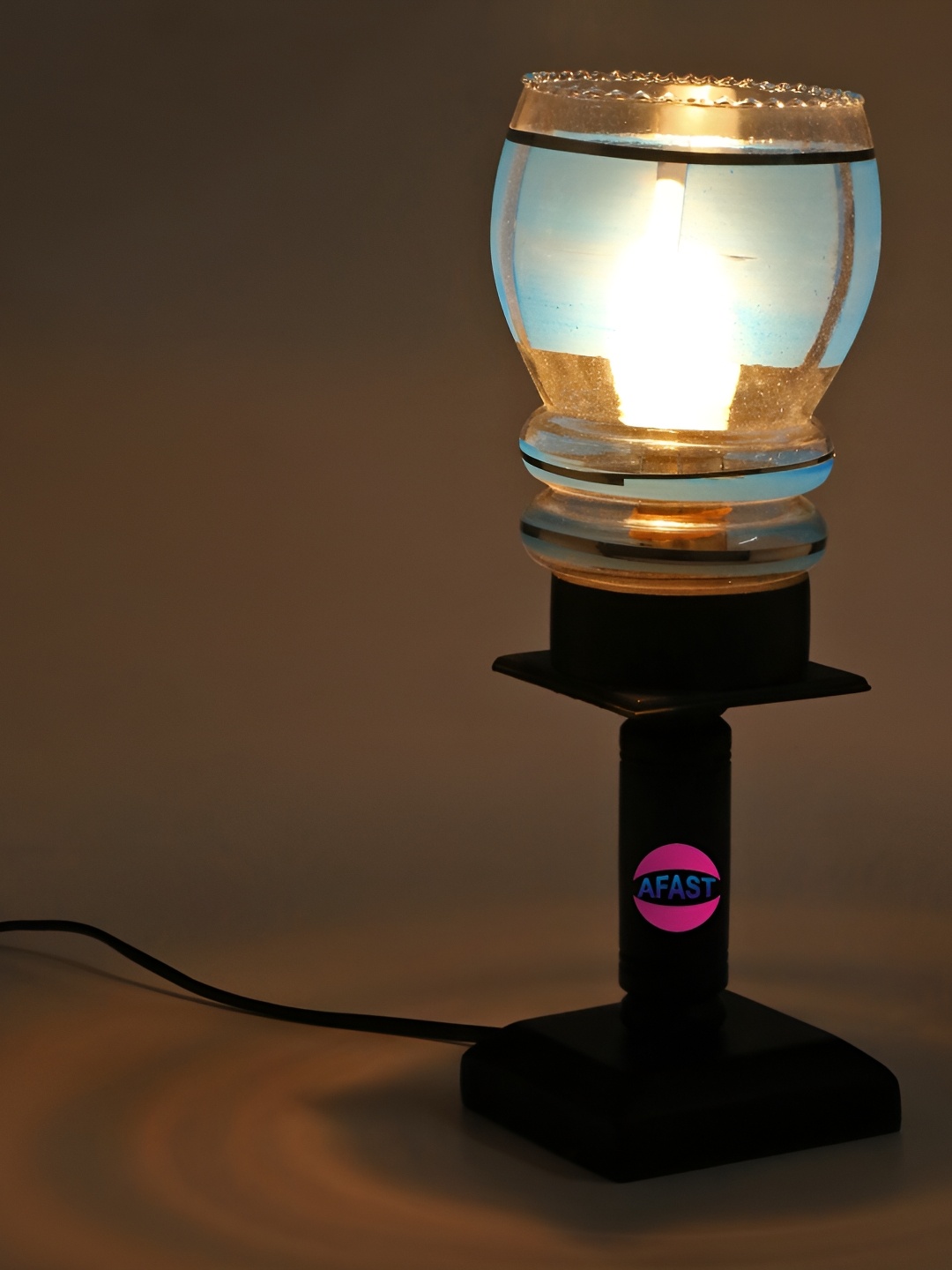 1ST TIME White Wooden Traditional Bell Shaped Table Lamp