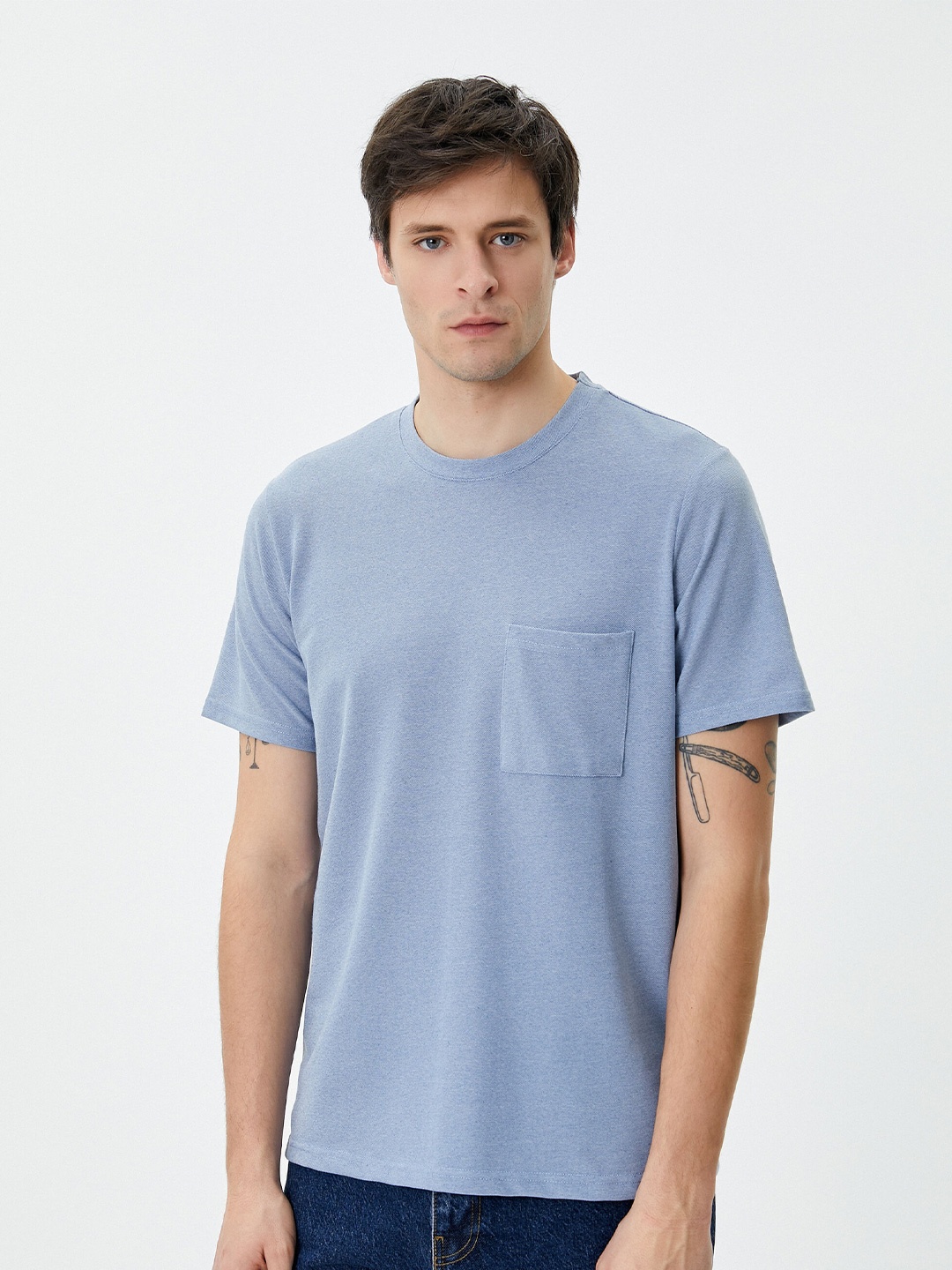 

Koton Round Neck Short Sleeves Cotton T-shirt, Blue
