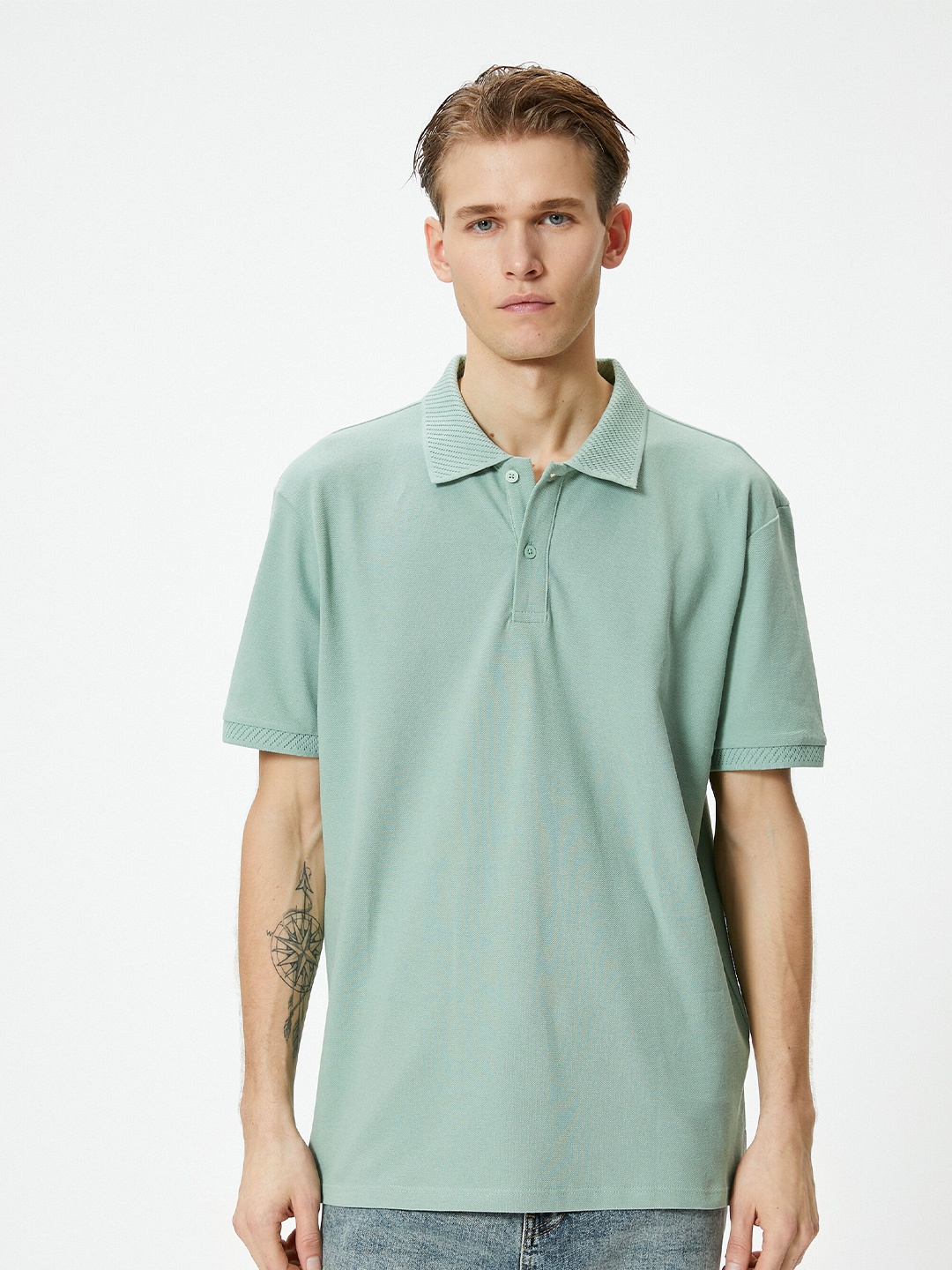 

Koton Polo Collar Short Sleeves Slim Fit T-shirt, Green