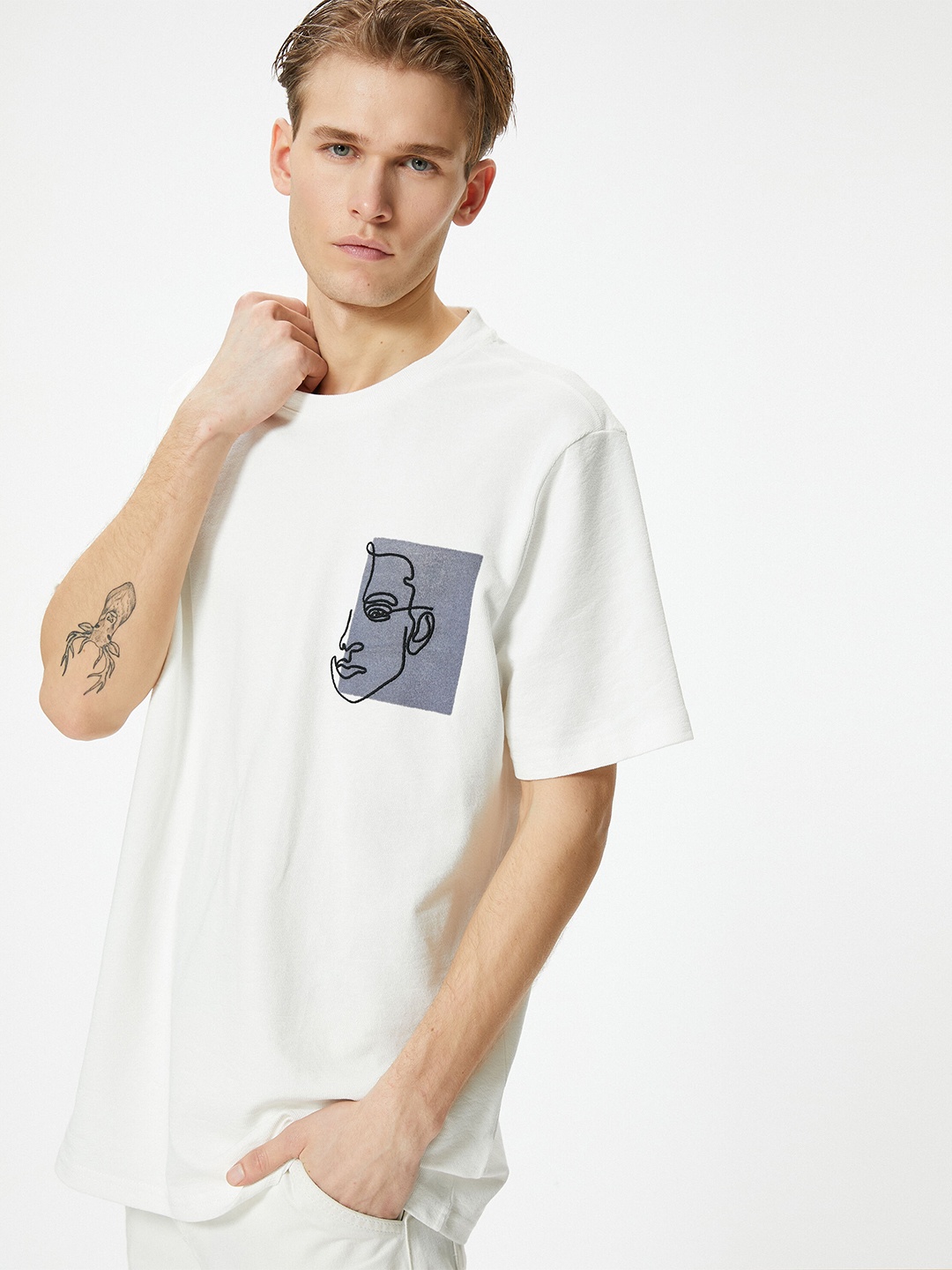 

Koton Graphic Printed Pure Cotton T-shirt, White