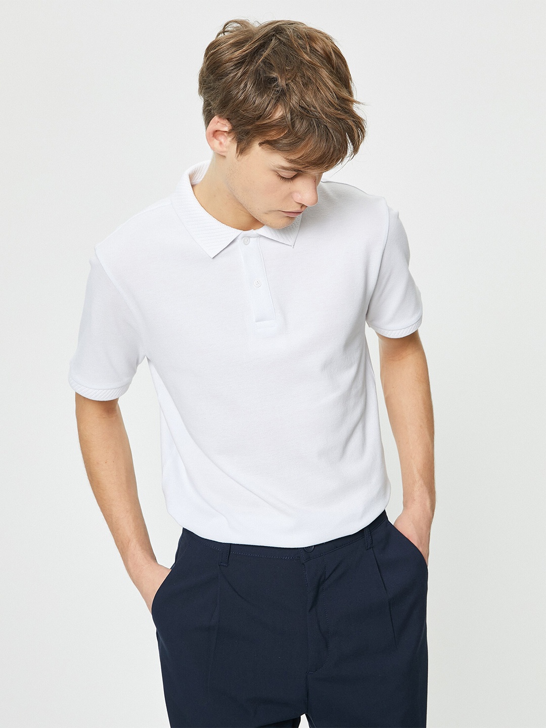 

Koton Polo Collar Slim Fit Pure Cotton T-shirt, White
