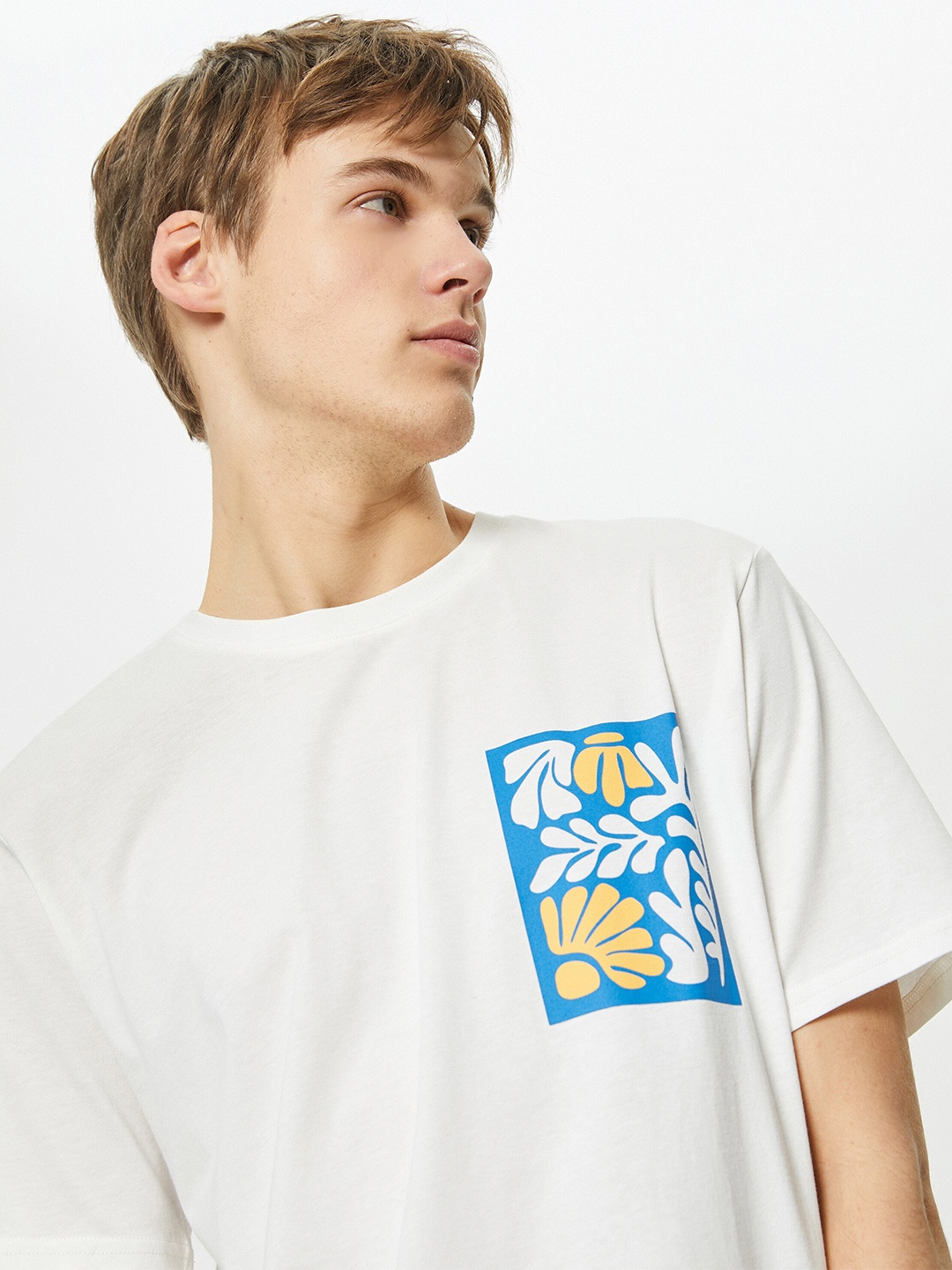 Koton Typography Printed Cotton T-shirt, White