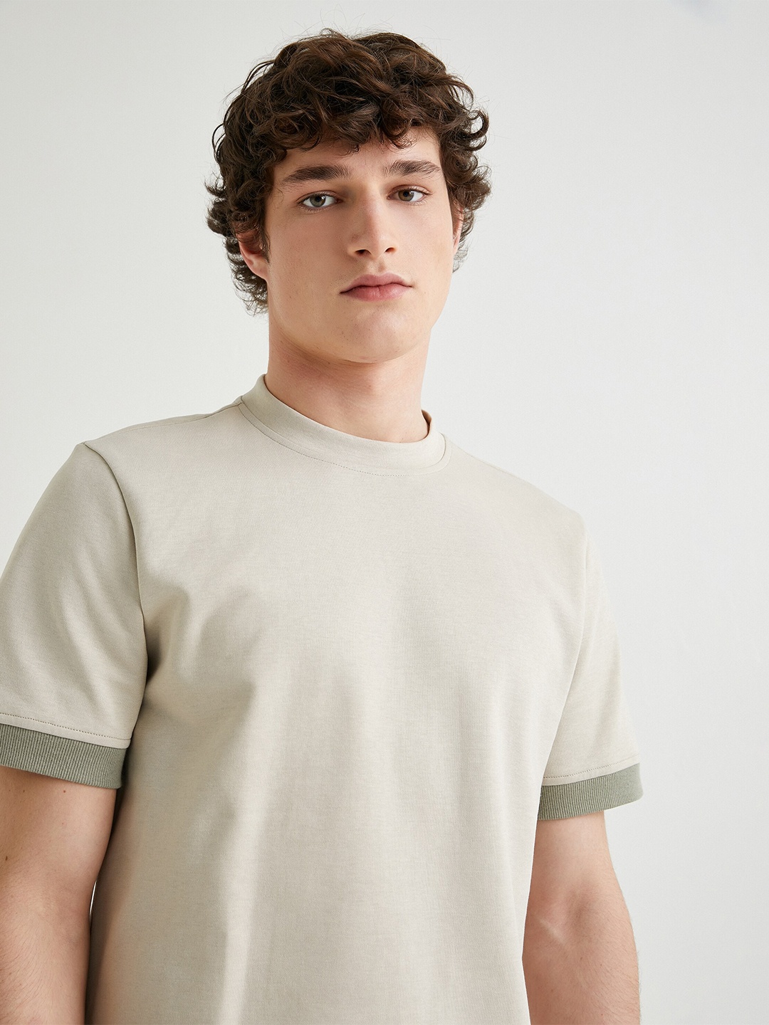 Koton Round Neck T-shirt, Beige
