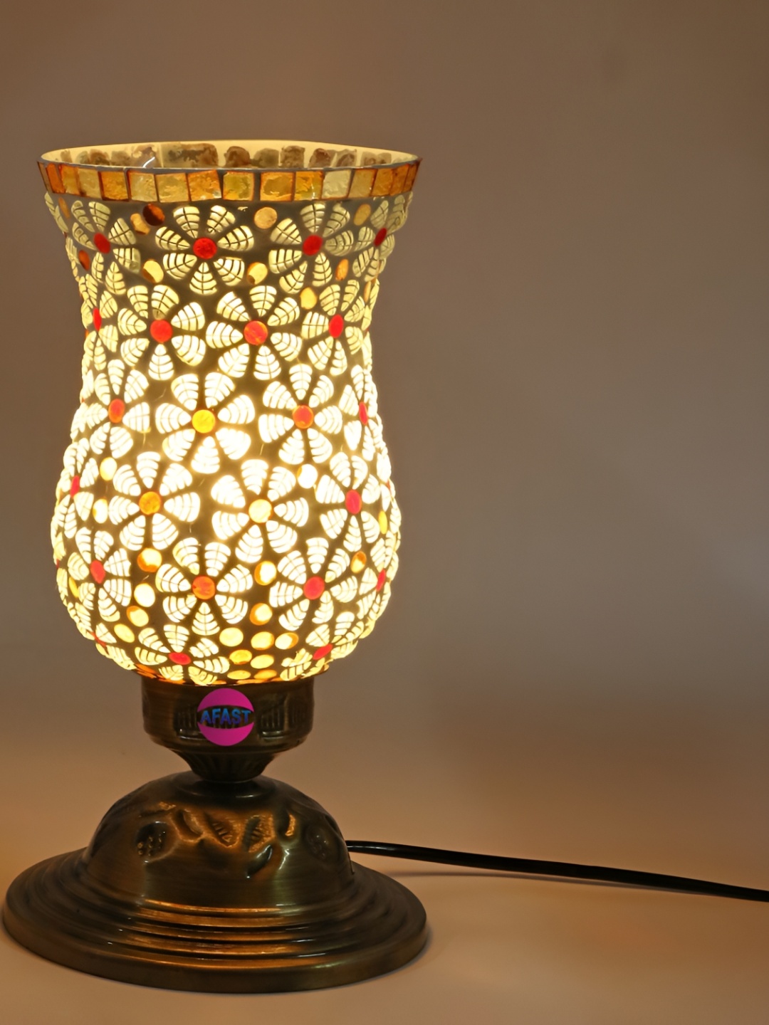 1ST TIME White Textured Glass Contemporary Bell Shaped Table Lamp