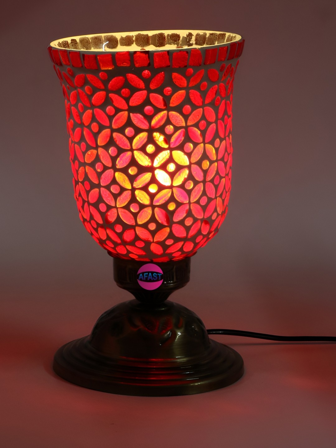 

1ST TIME White Textured Metal Contemporary Bell Shaped Table Lamp