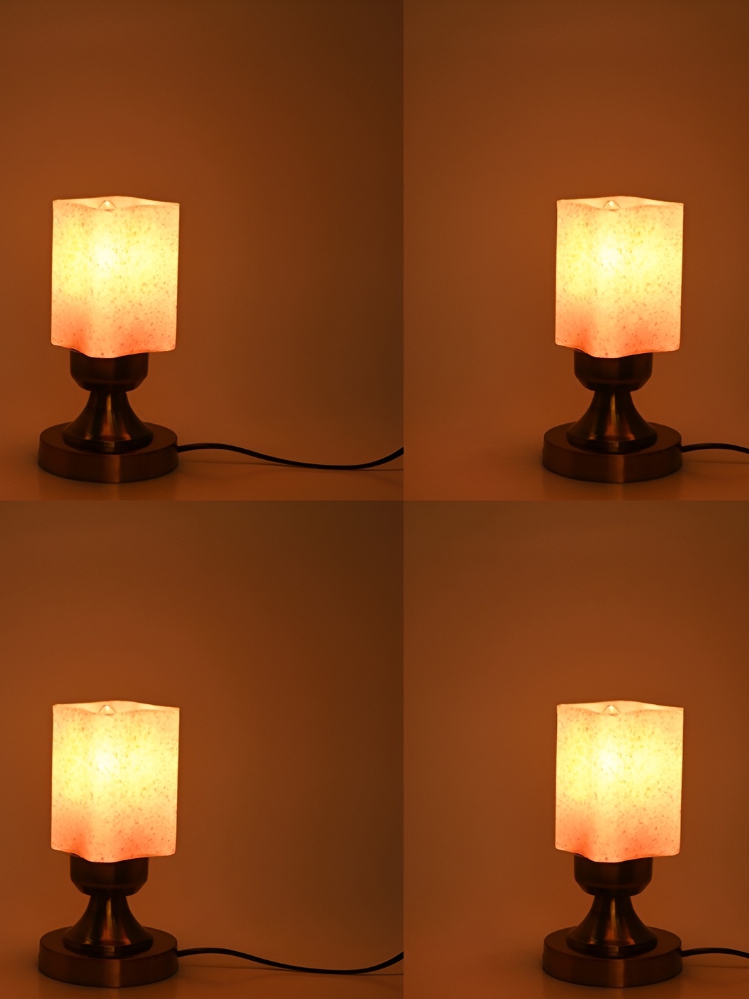 1ST TIME Red & Yellow 4Pcs Metal Contemporary Rectangle Table Lamps