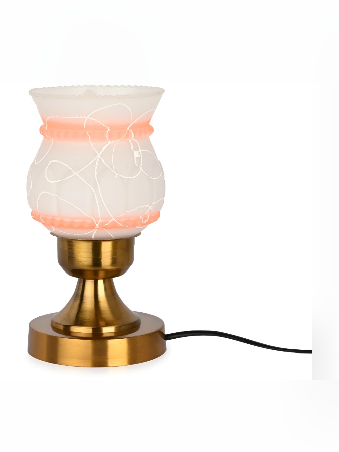 

1ST TIME Black Printed Metal Traditional Bell Shaped Table Lamp