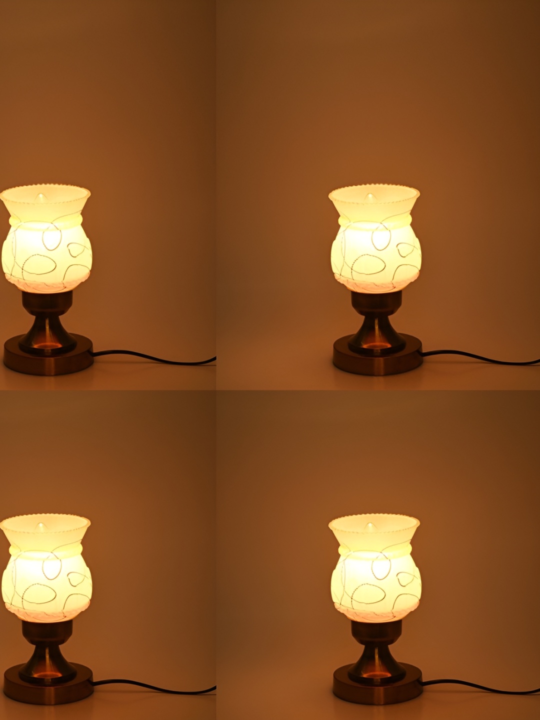 

1ST TIME Black 4 Pieces Textured Metal Traditional Bell Shaped Table Lamp