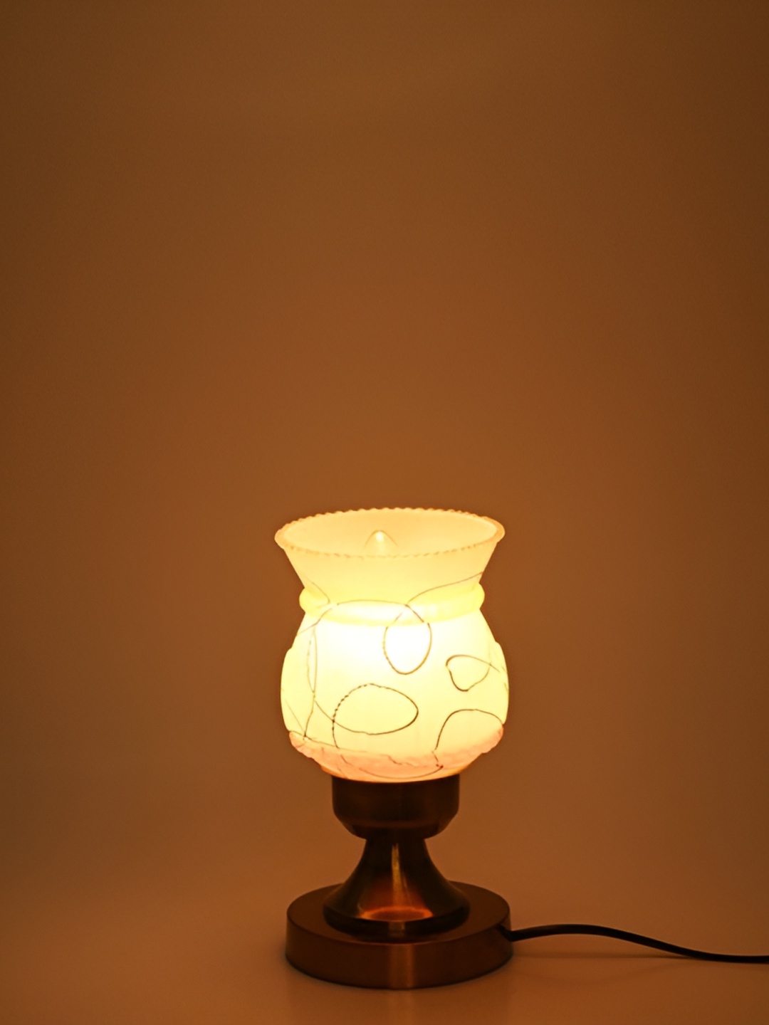 

1ST TIME White & Black Textured Metal Traditional Bell Shaped Table Lamp