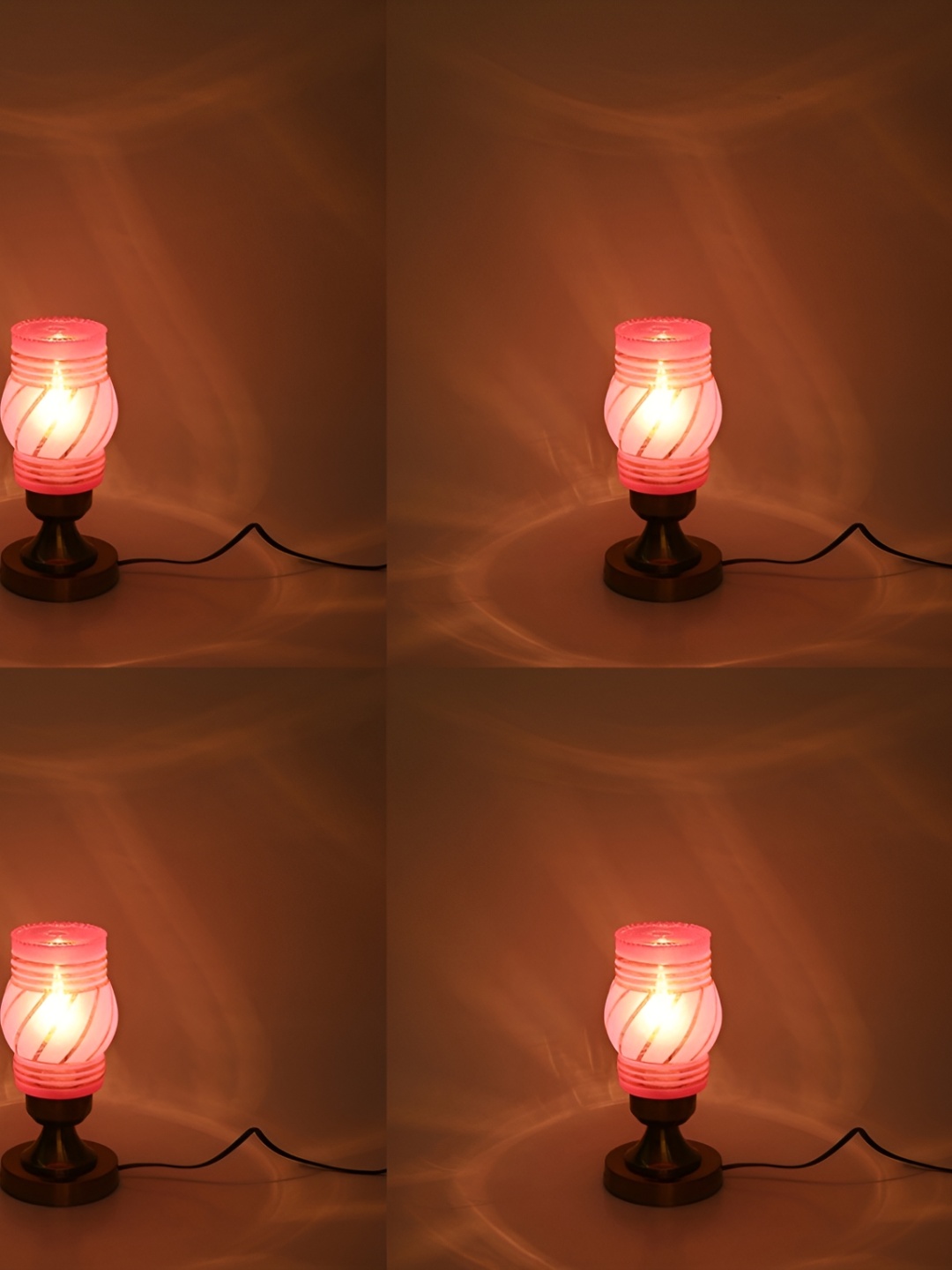 

1ST TIME Beige 4 Pieces Printed Metal Contemporary Table Lamps