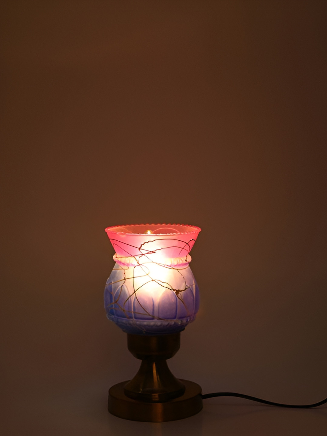 

1ST TIME Pink Printed Metal Contemporary Abstract Shaped Table Lamp