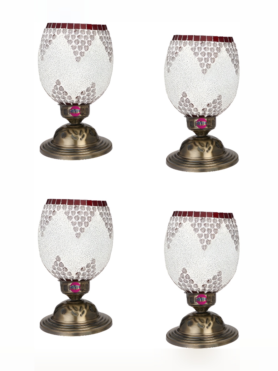 

1ST TIME White 4 Pieces Textured Metal Contemporary Bell Shaped Table Lamps