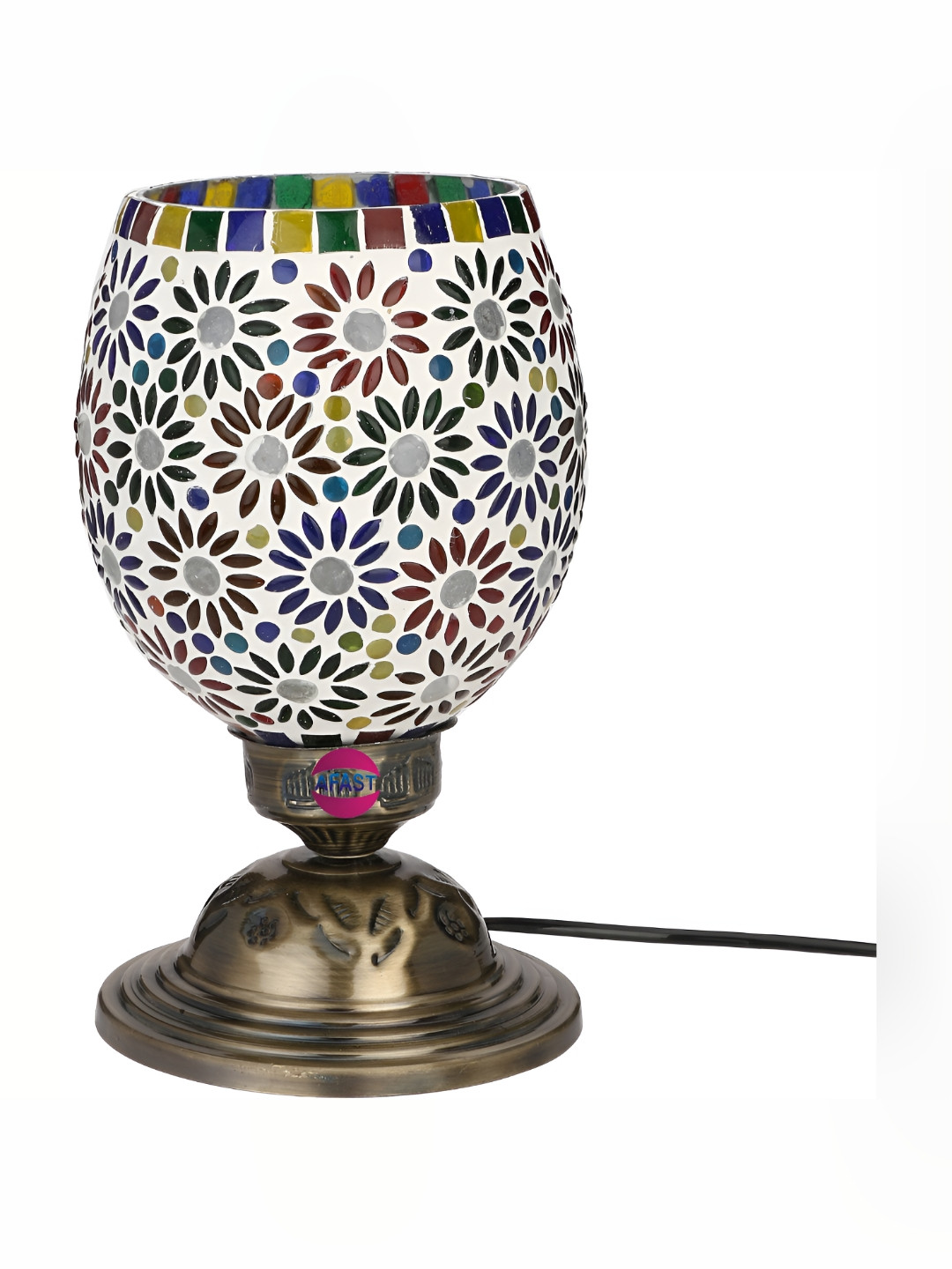 

1ST TIME White Printed Metal Contemporary Semi-Sphere Table Lamp