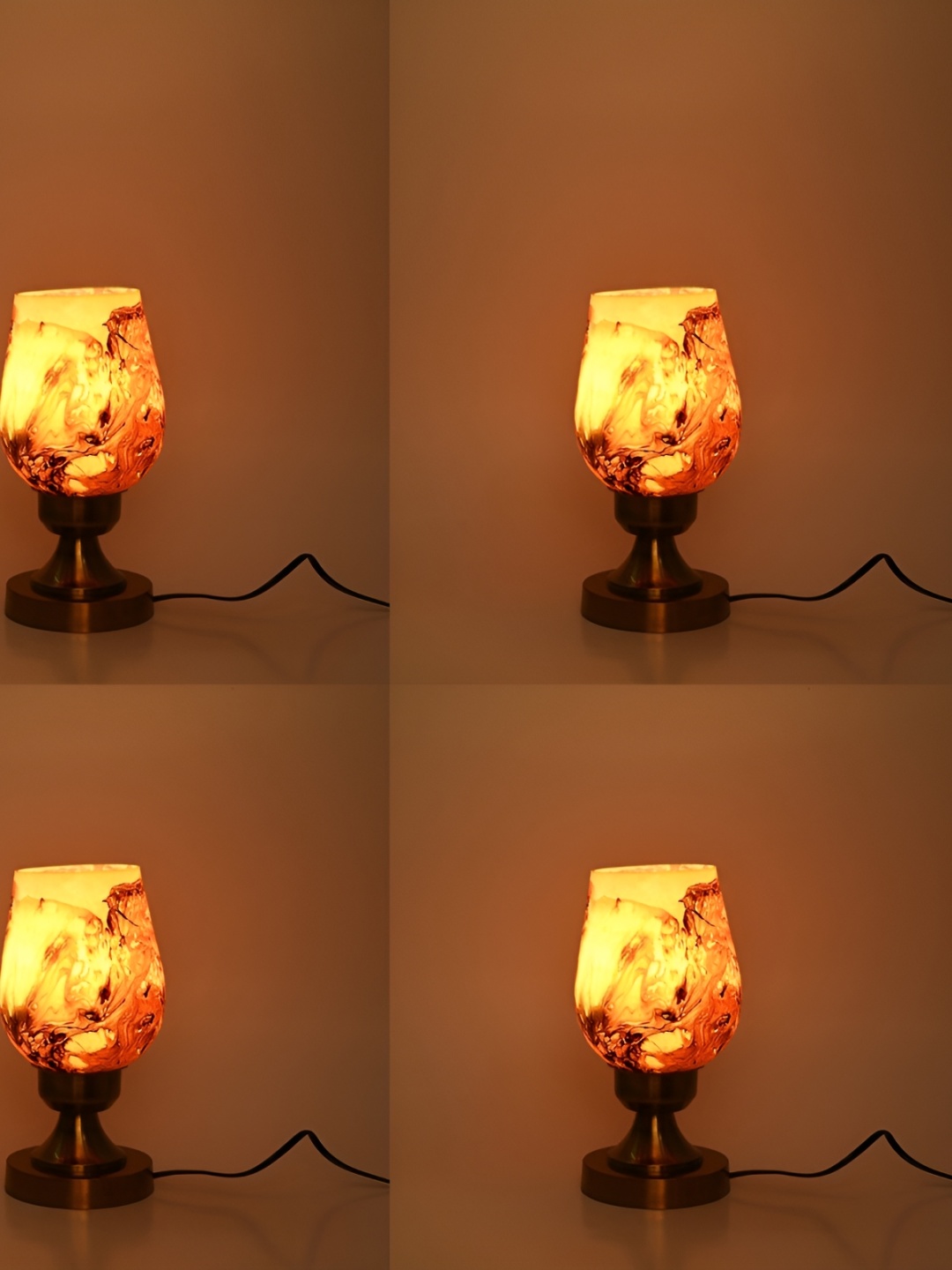

1ST TIME White & Beige Textured Metal Traditional Bell Shaped Table Lamp