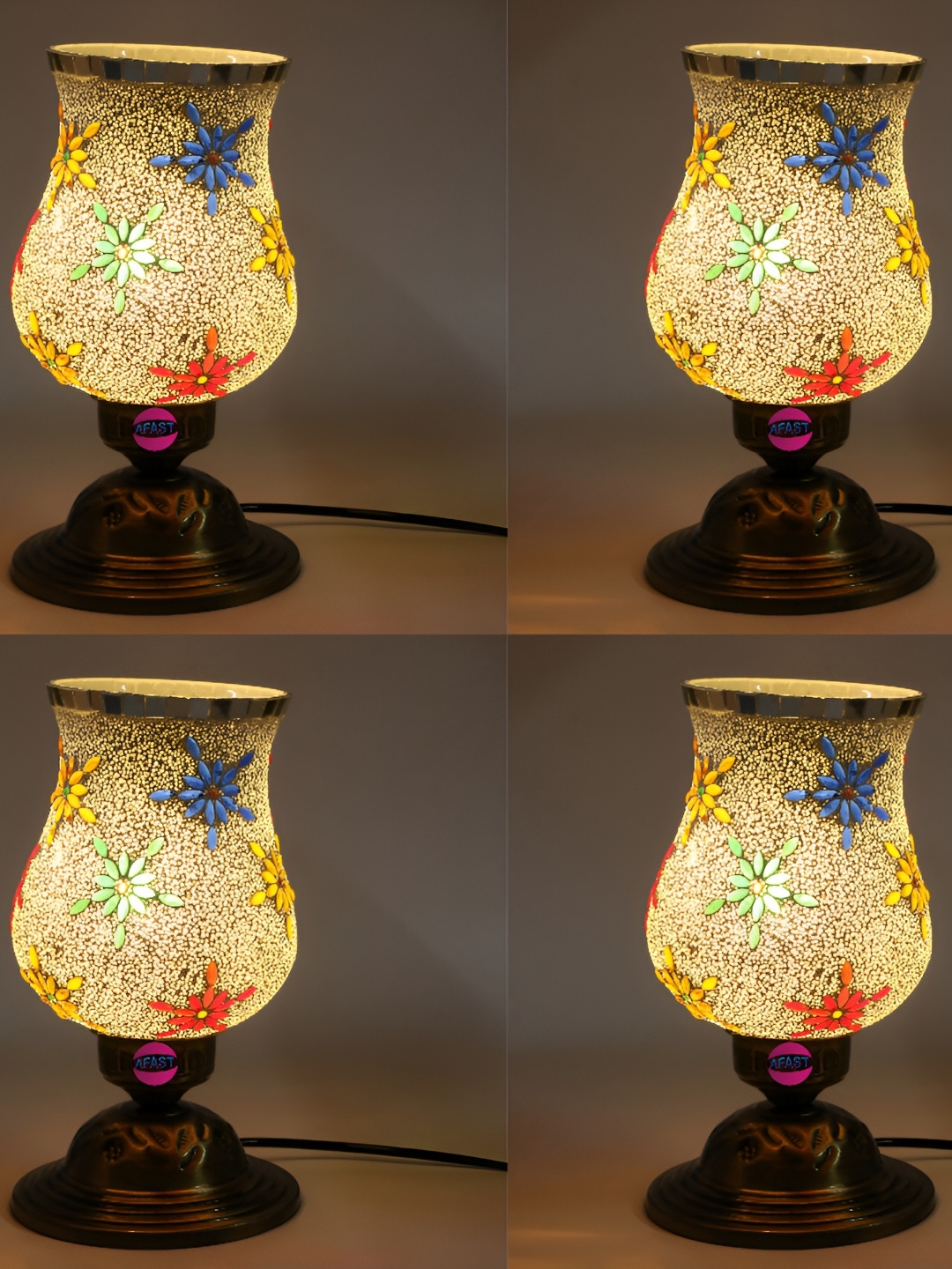 

1ST TIME White 4 Pieces Printed Metal Contemporary Table Lamp