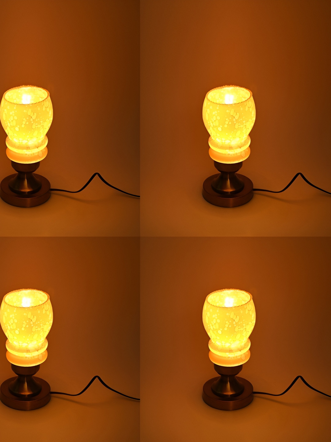 

1ST TIME Black & Yellow 4Pcs Metal Traditional Bell Shaped Table Lamps