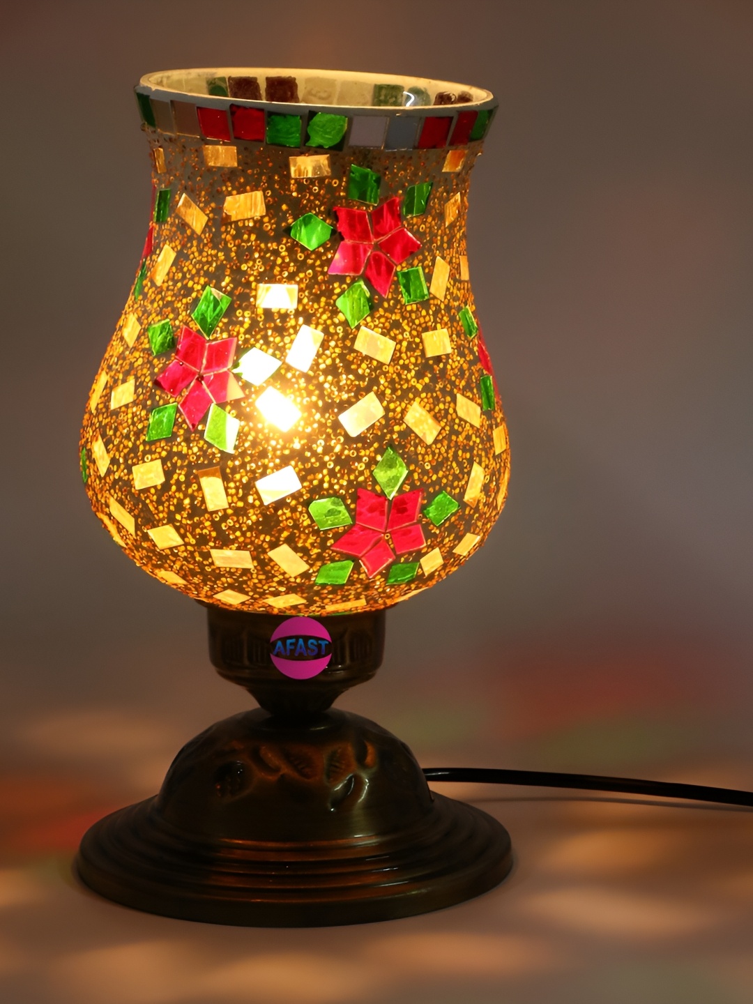 

1ST TIME White Textured Glass Contemporary Bell Shaped Table Lamp