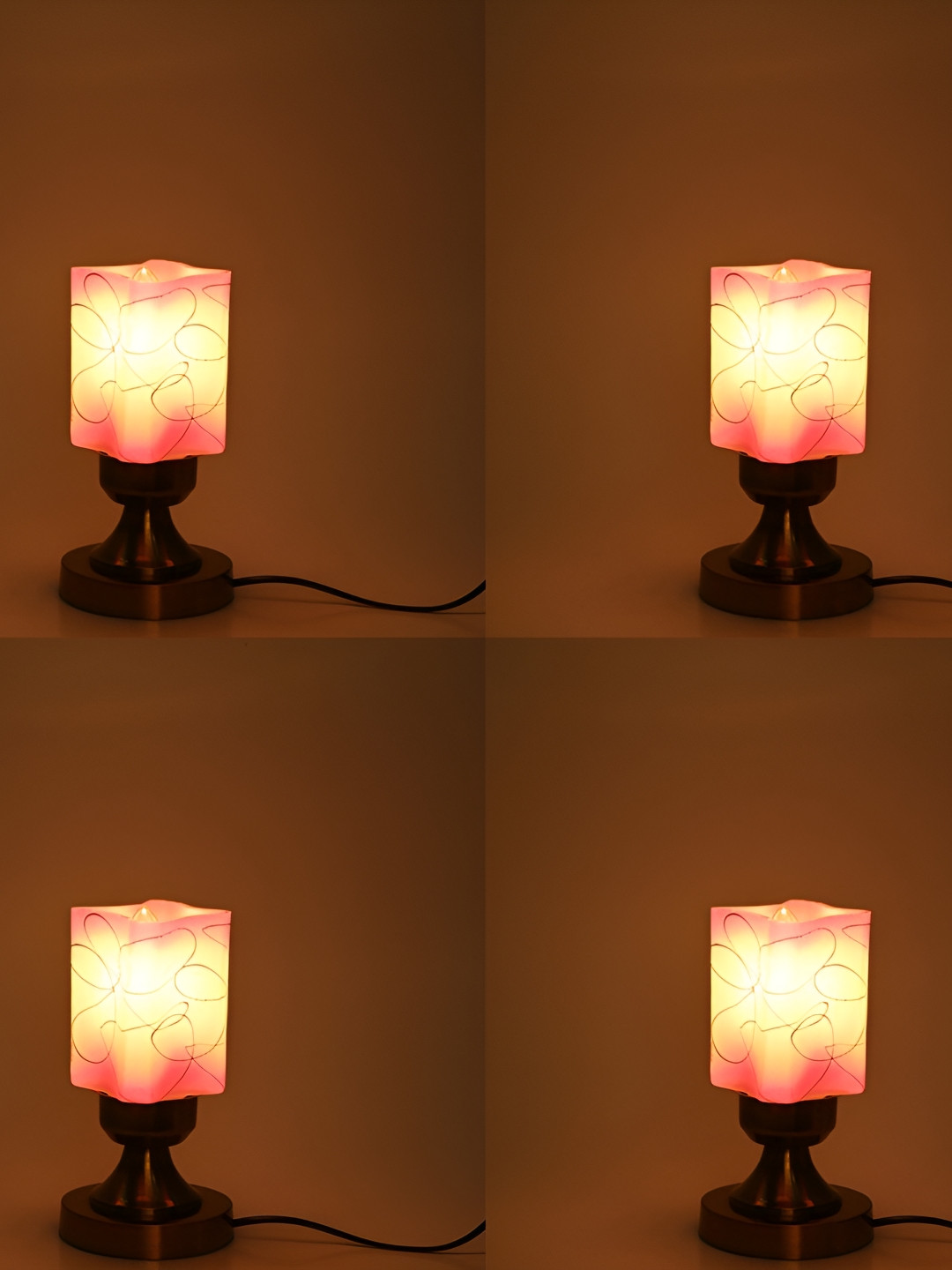 

1ST TIME Black 4 Pieces Printed Metal Contemporary Rectangle Table Lamps