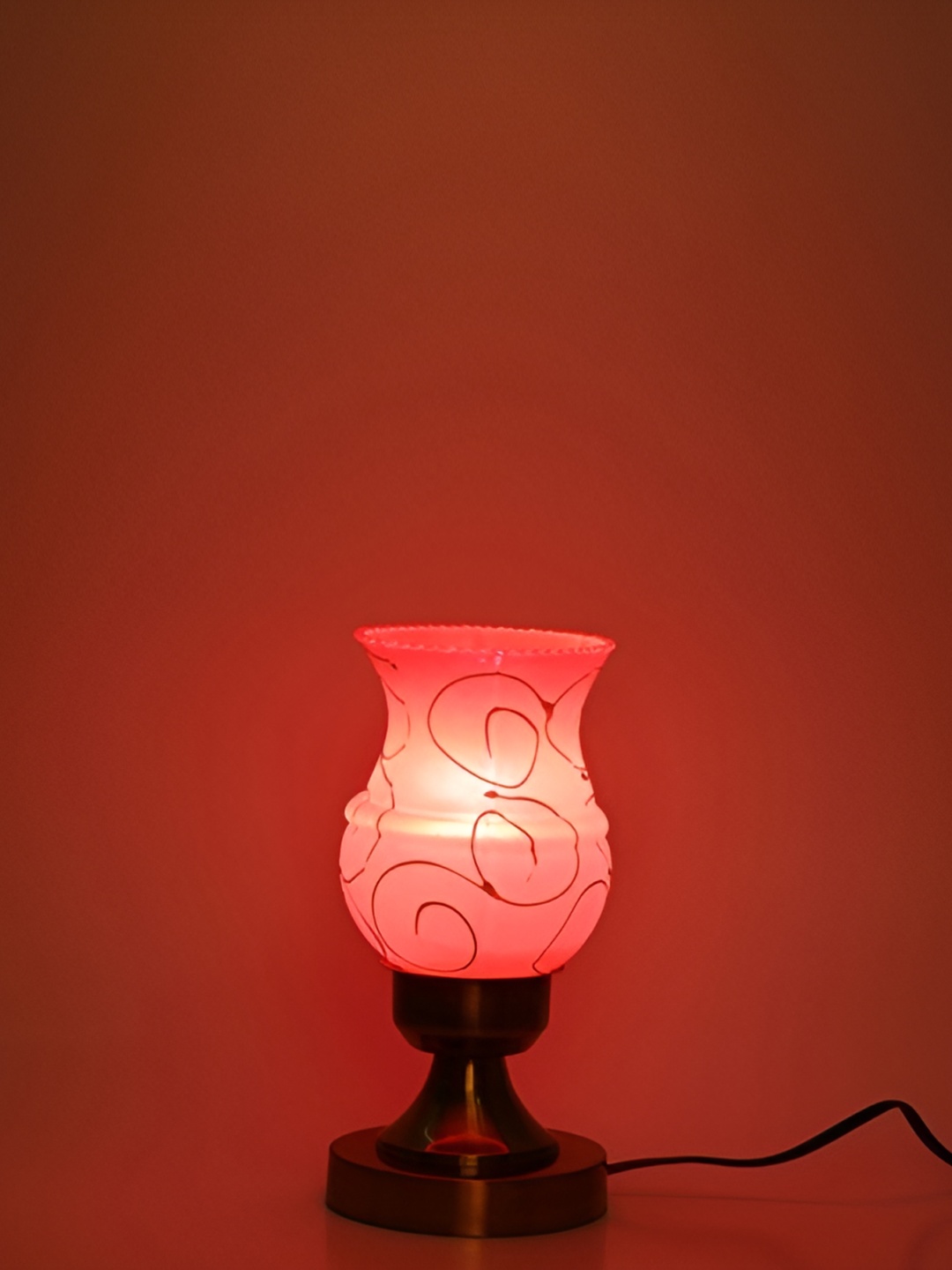 1ST TIME Red Printed Metal Contemporary Abstract Shaped Table Lamp