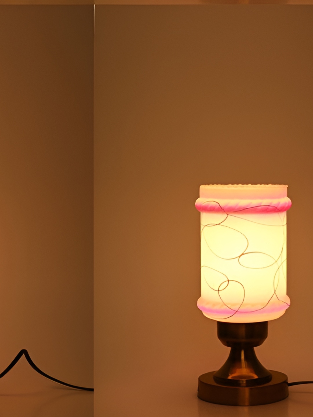 

1ST TIME White Textured Metal Traditional Cylindrical Shaped Table Lamp
