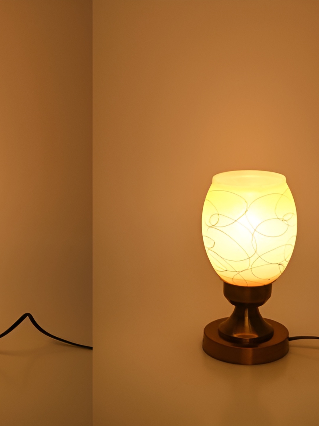 

1ST TIME White Textured Metal Traditional Bell Shaped Table Lamp