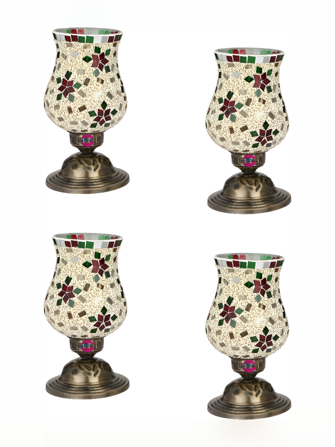 

1ST TIME White 4 Pieces Textured Metal Traditional Bell Shaped Table Lamps