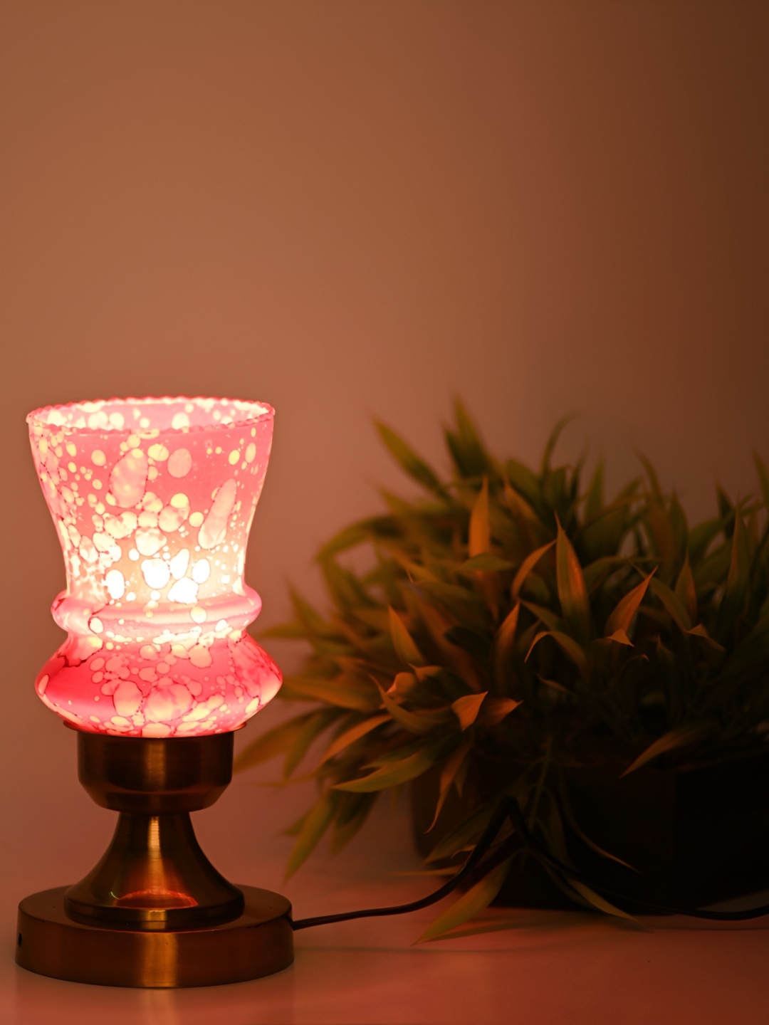 

1ST TIME Black Printed Metal Contemporary Bell Shaped Table Lamp