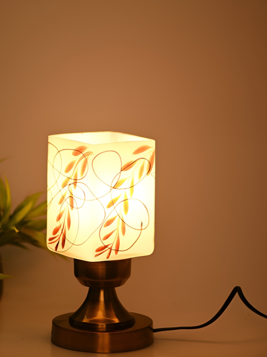 

1ST TIME White Printed Metal Contemporary Square Table Lamp