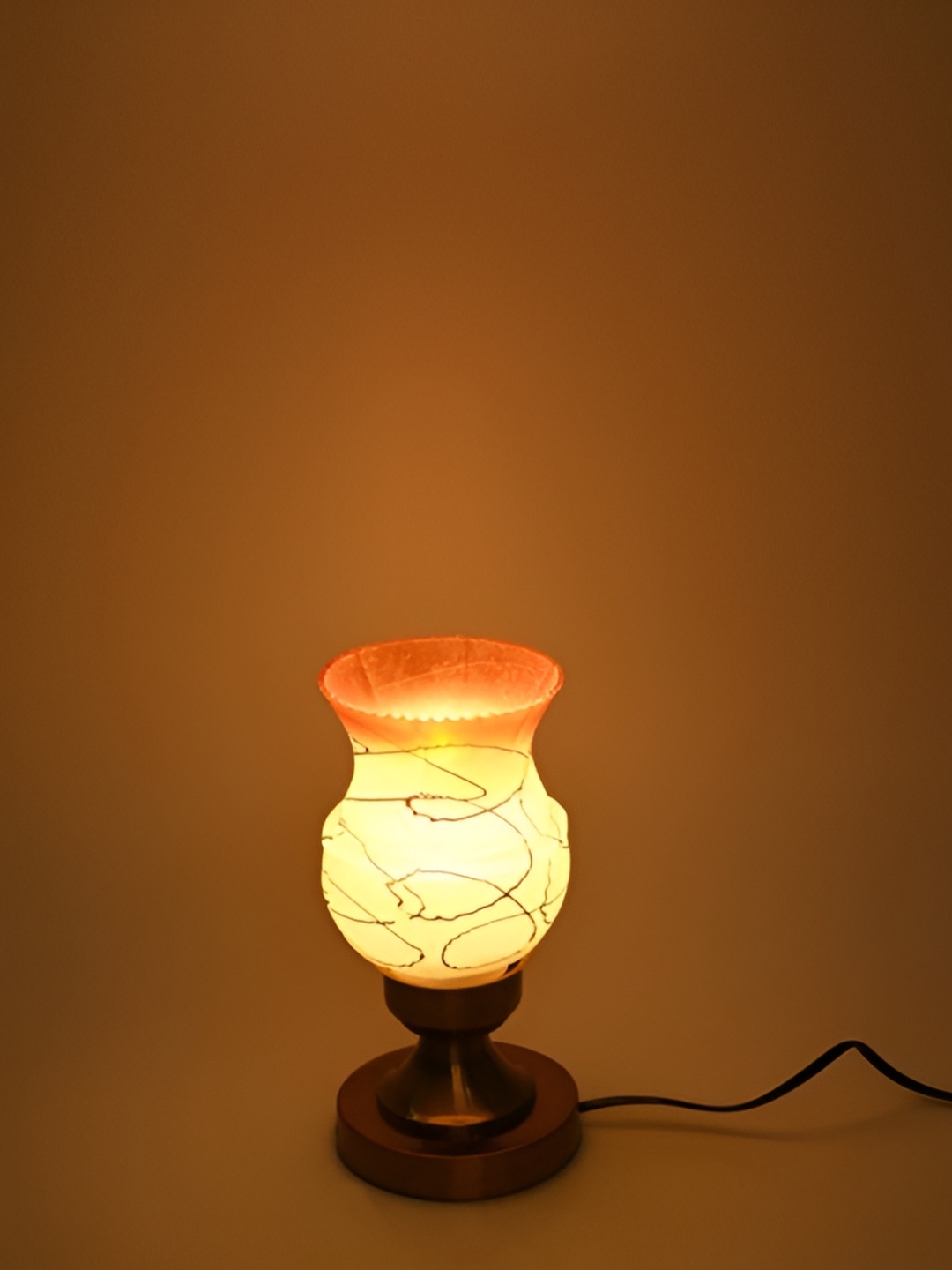 

1ST TIME White Textured Metal Traditional Bell Shaped Table Lamp